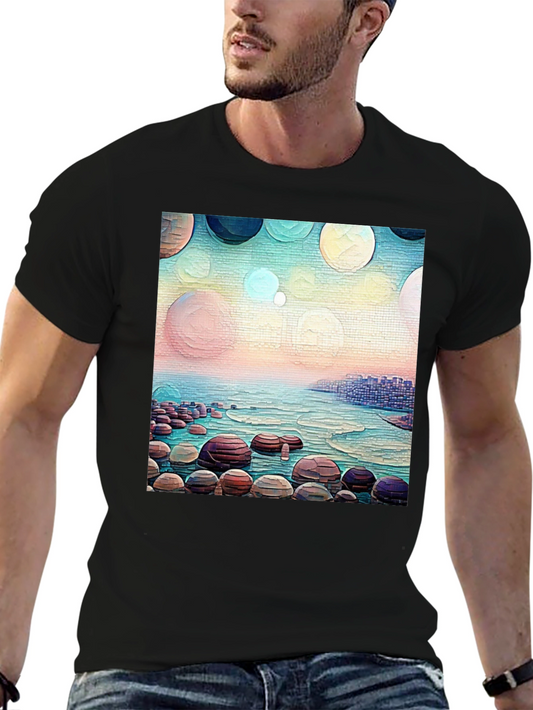 Coastal Dreams T-Shirt: Artistic Beachscape Design