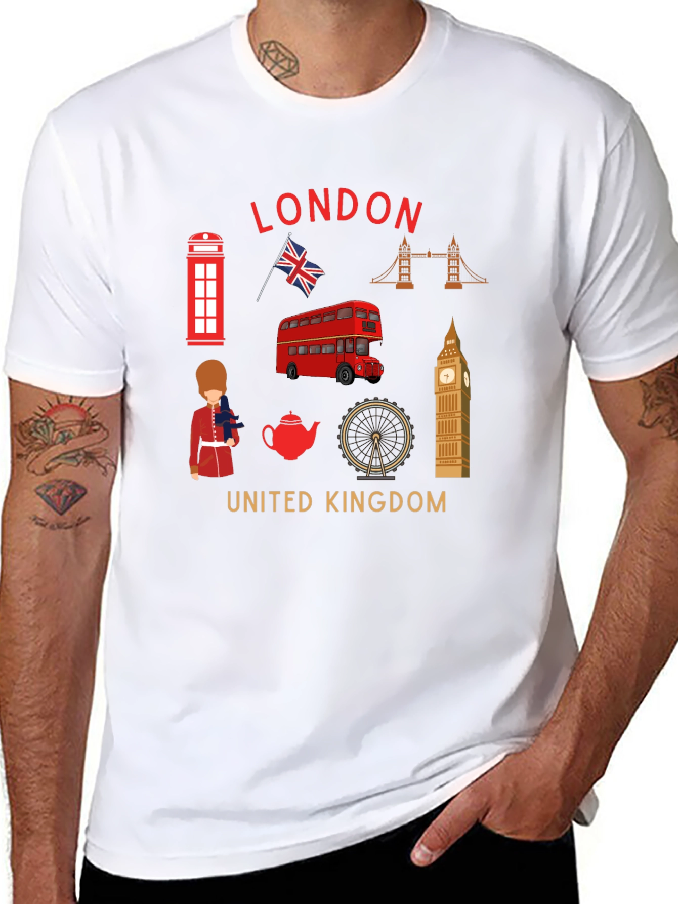 London UK Landmarks Graphic T-Shirt