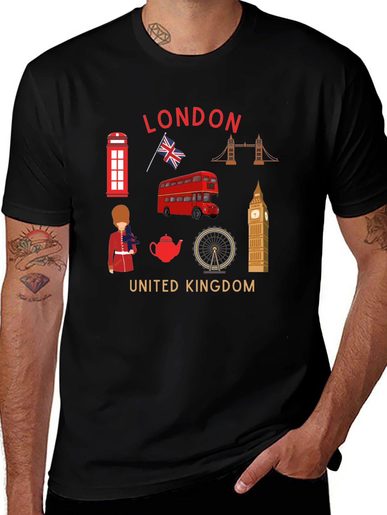 London UK Landmarks Graphic T-Shirt