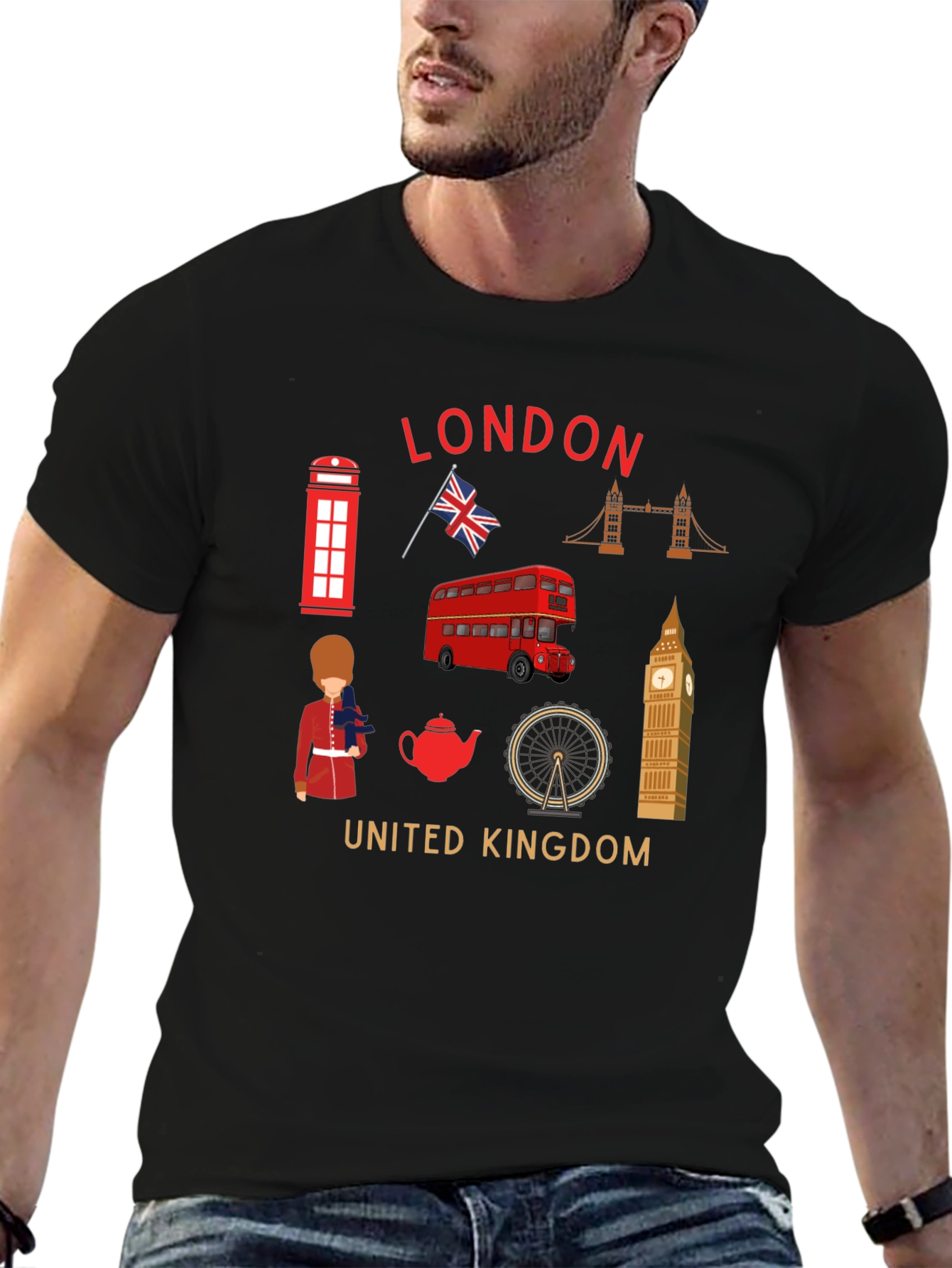 London UK Landmarks Graphic T-Shirt