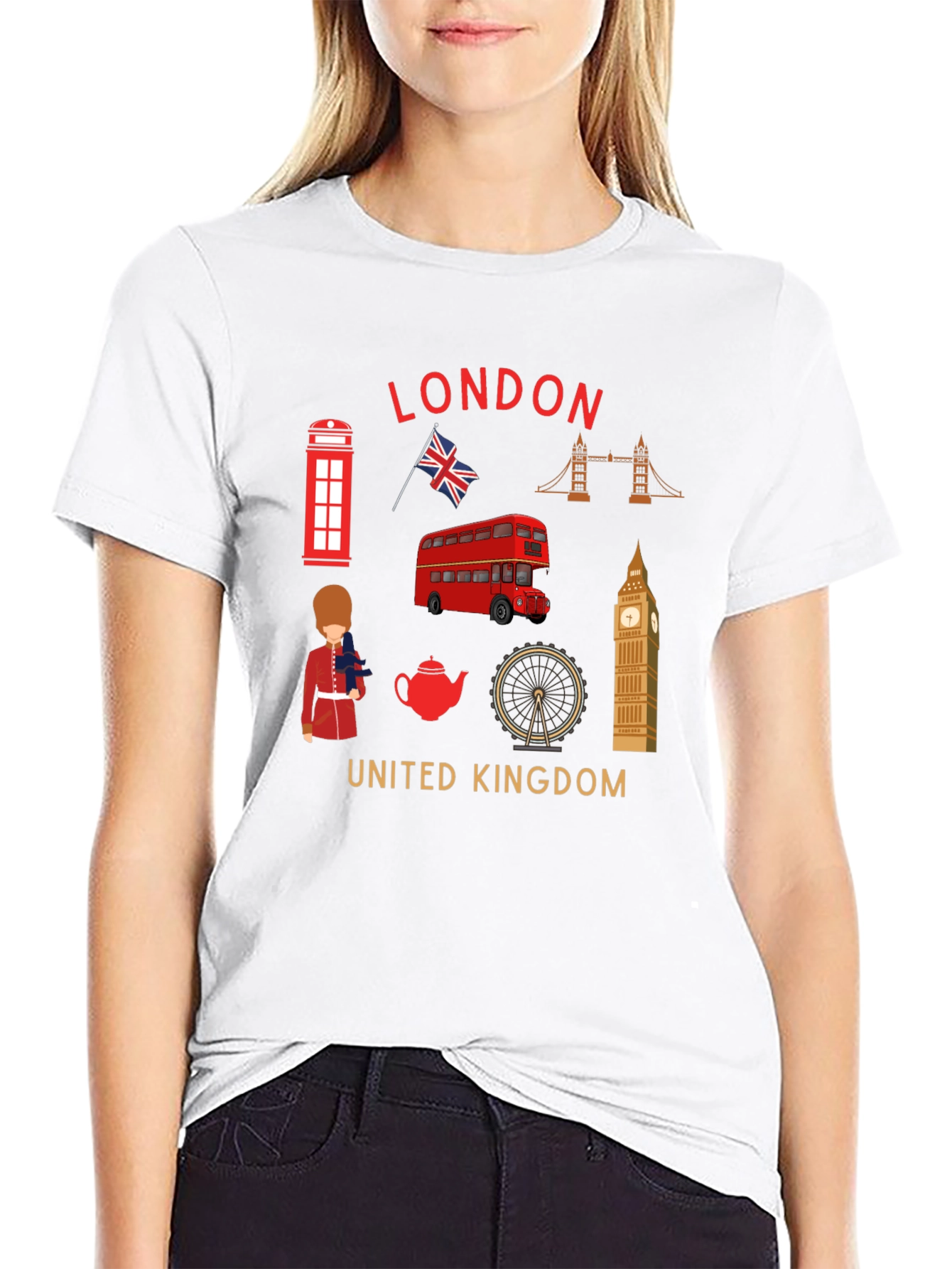 London UK Landmarks Graphic T-Shirt