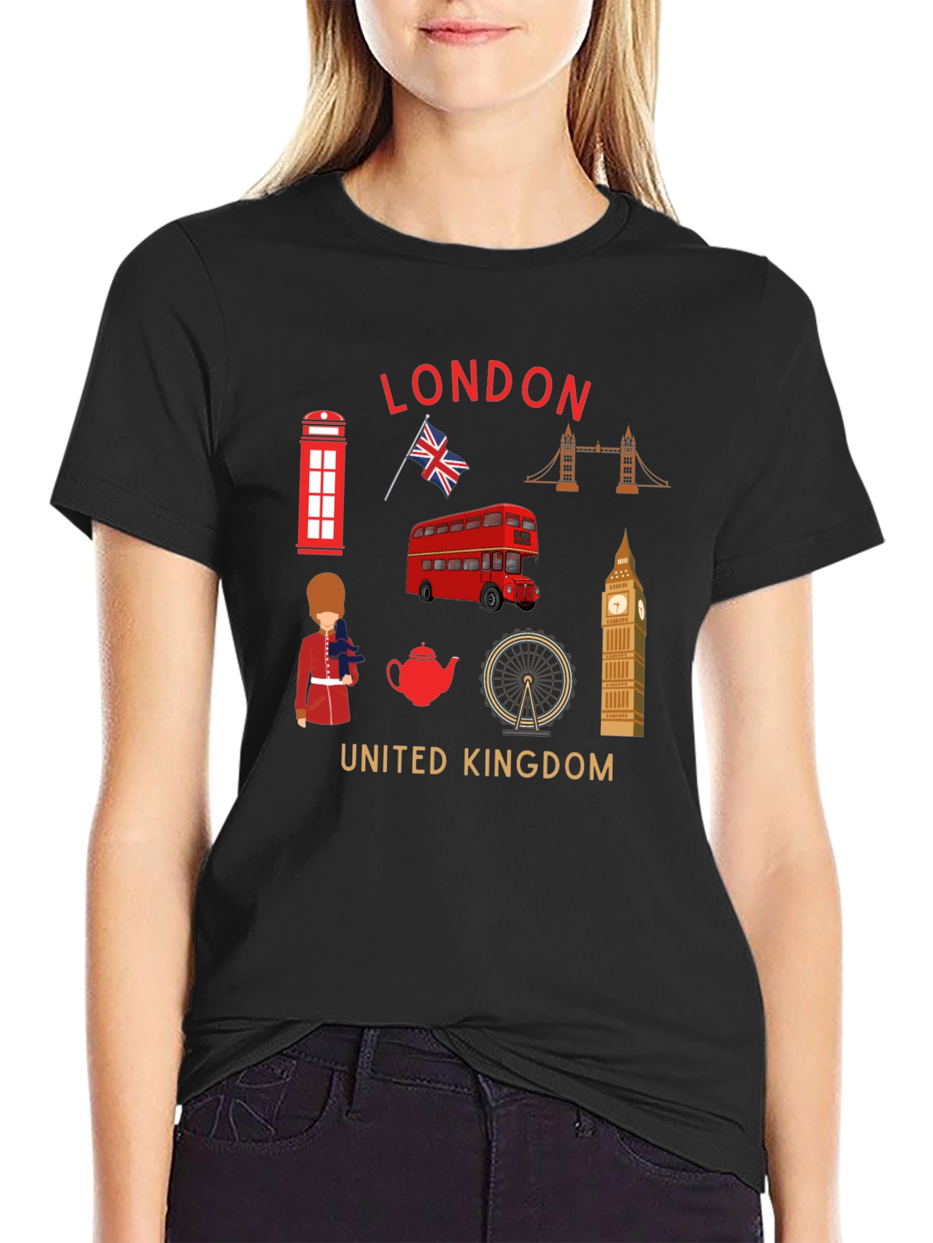 London UK Landmarks Graphic T-Shirt