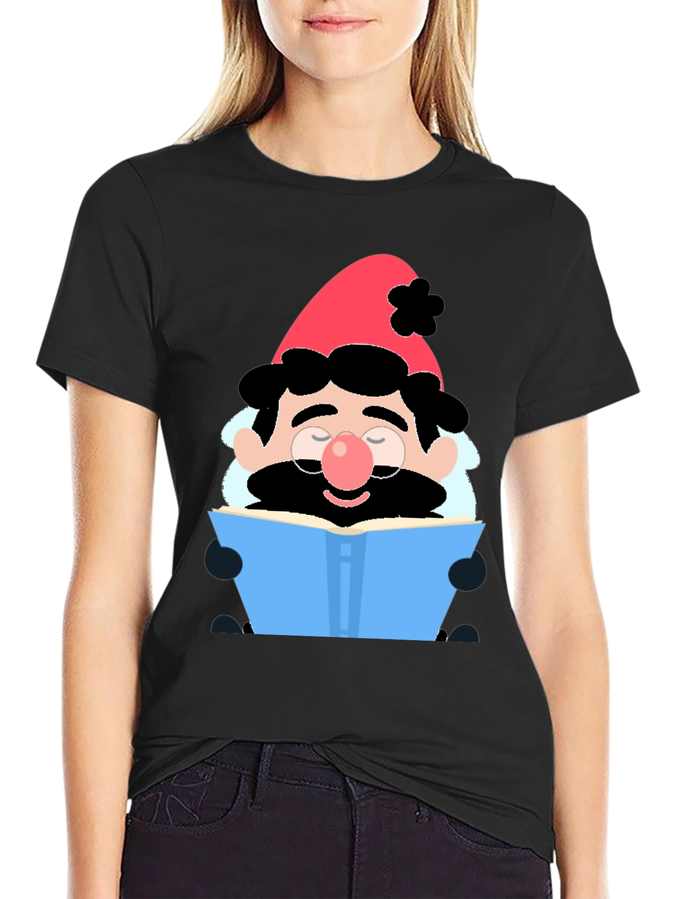 Bookish Gnome T-Shirt - Whimsical Graphic Tee