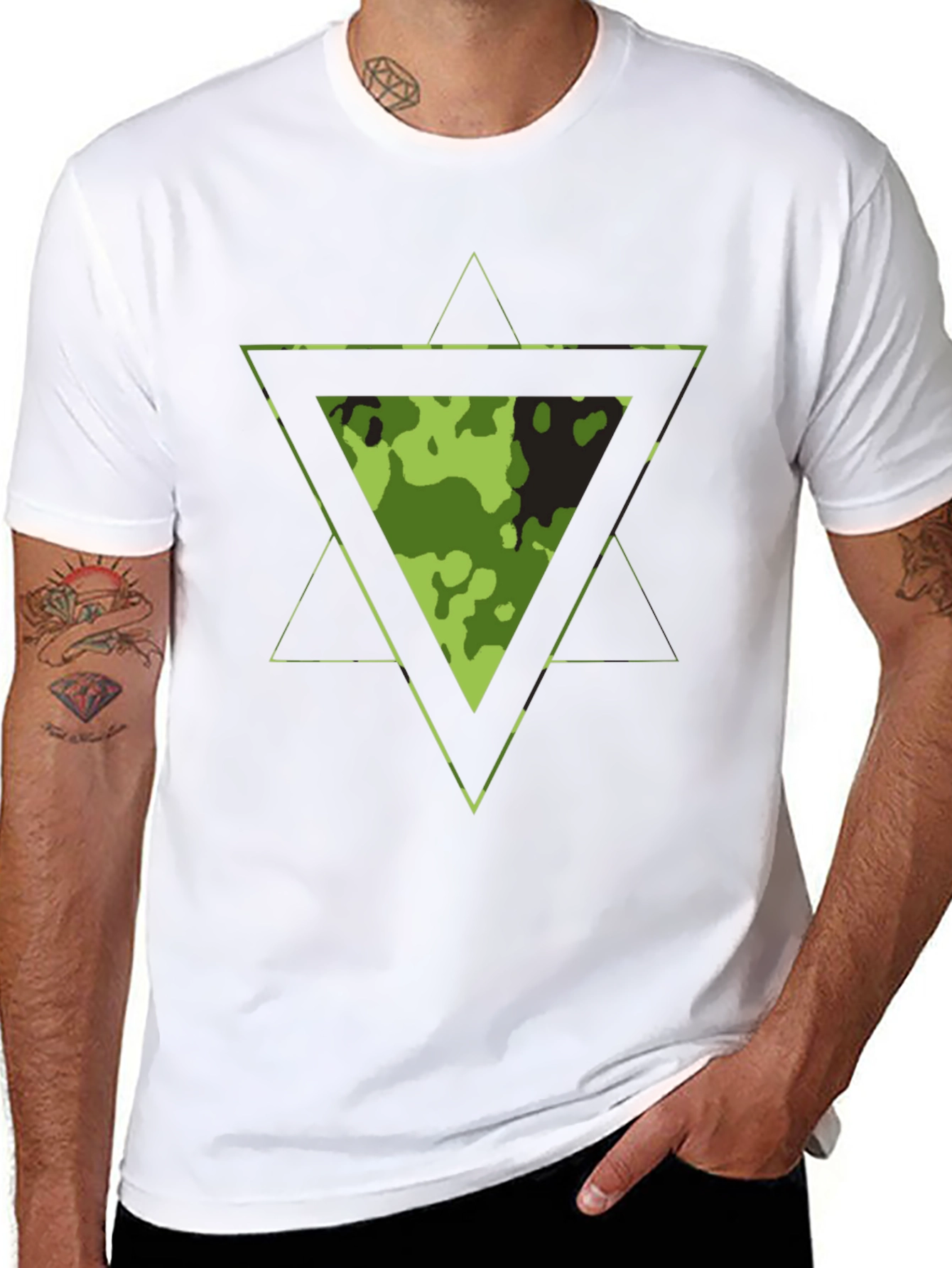 Camouflage Triangle Graphic T-Shirt - Mens
