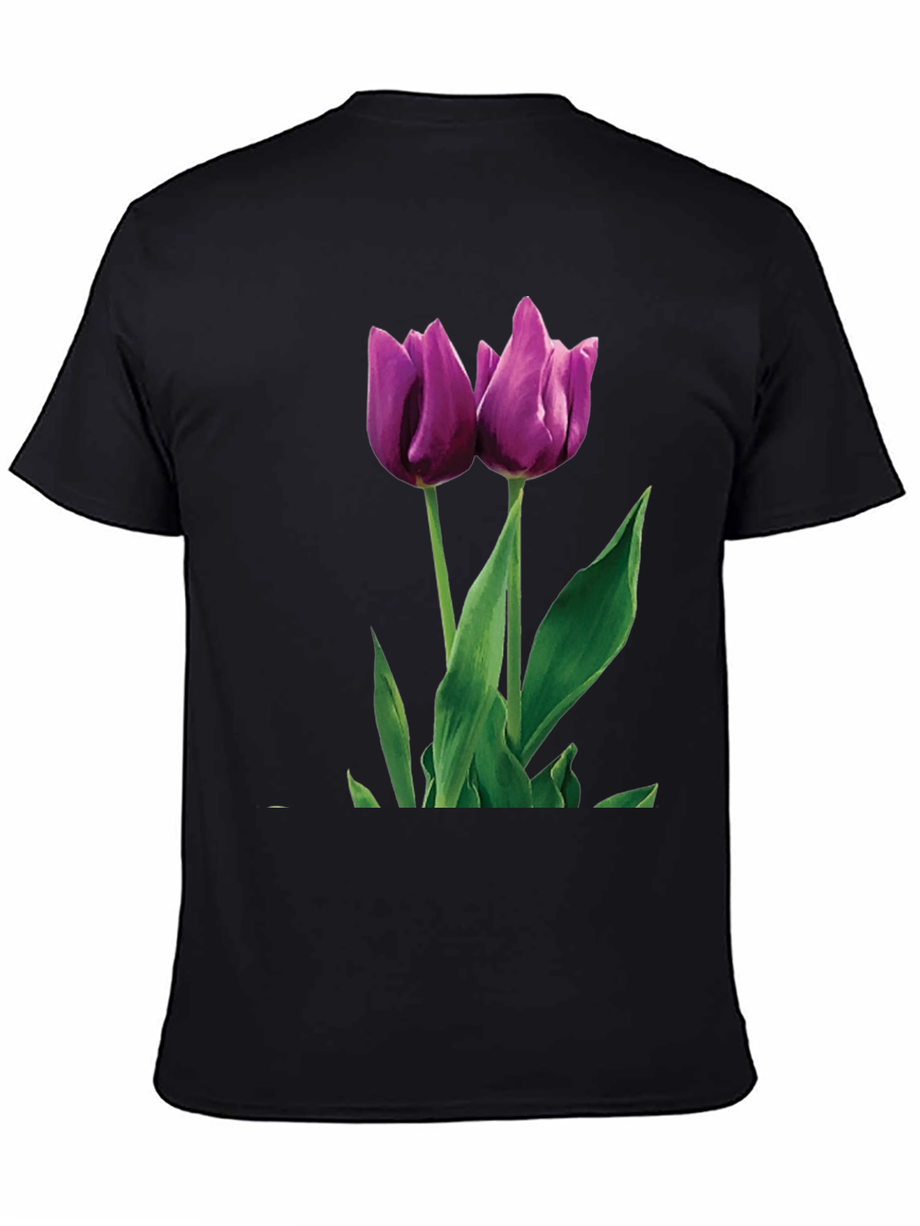 Tulip Graphic T-Shirt - Black Cotton Blend