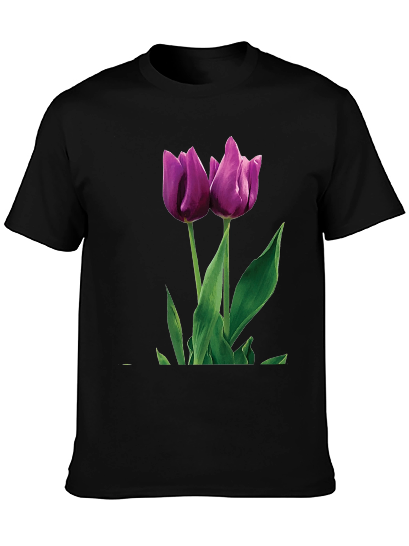 Tulip Graphic T-Shirt - Black Cotton Blend