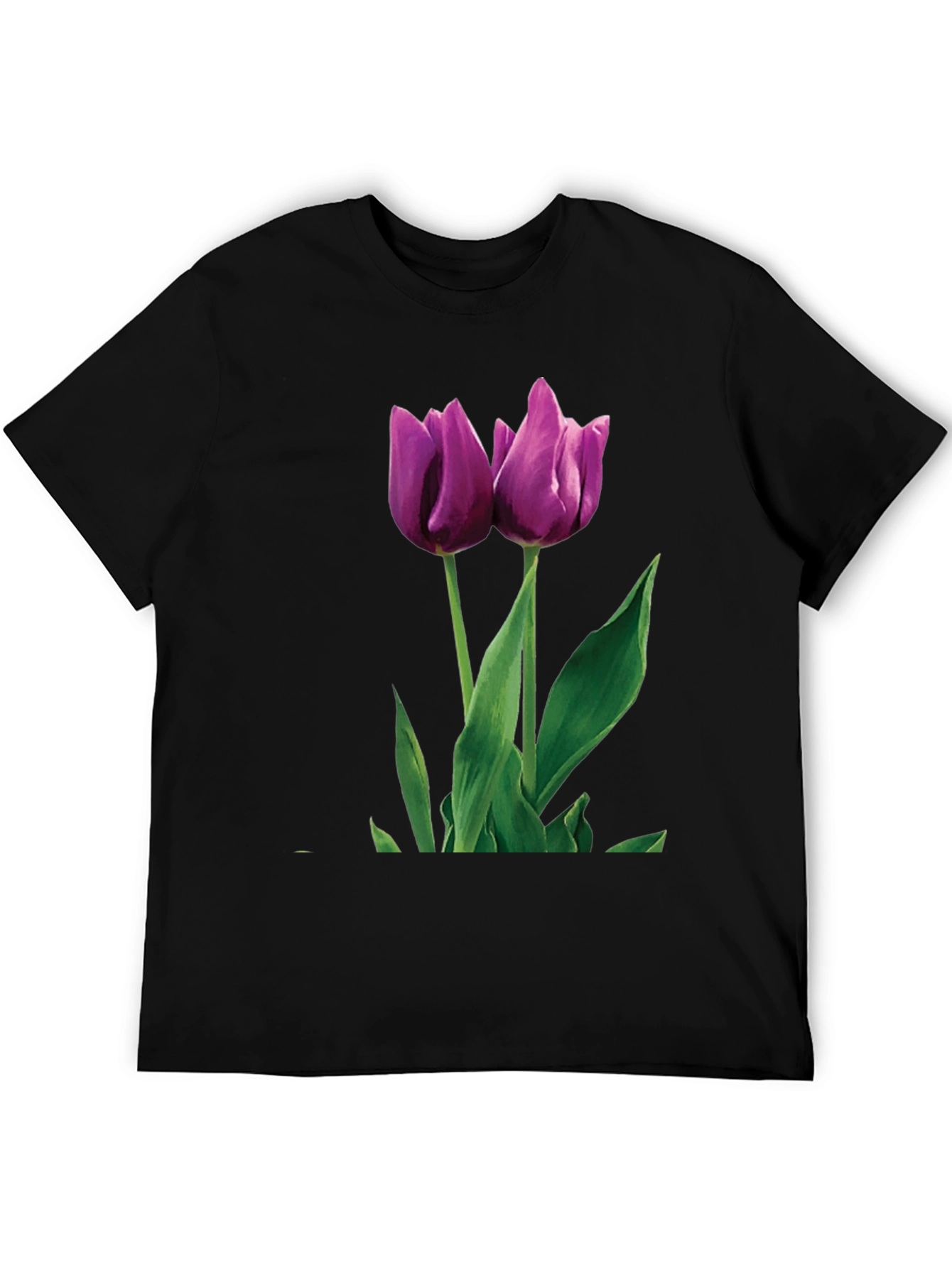Tulip Graphic T-Shirt - Black Cotton Blend