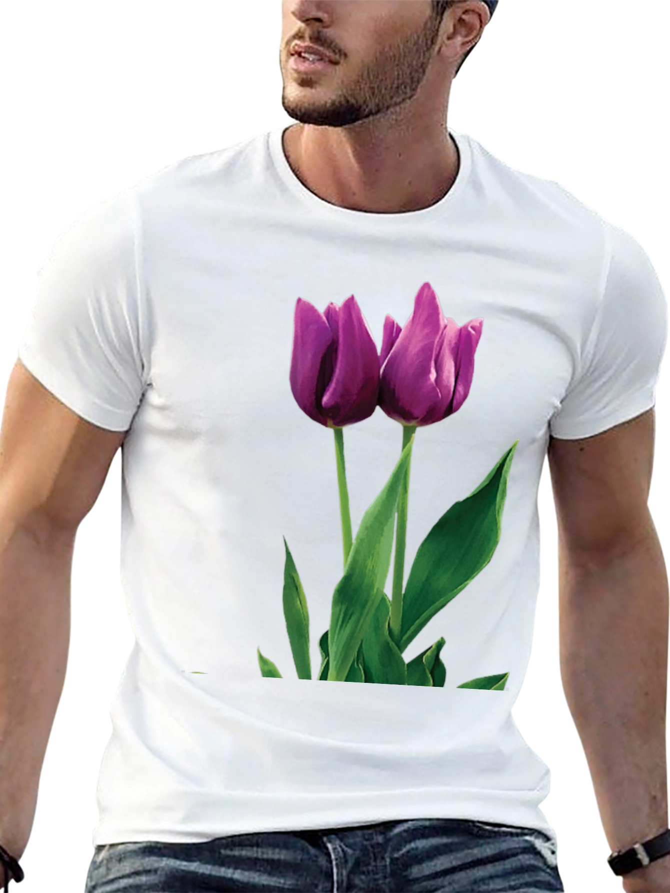 Tulip Graphic T-Shirt - Black Cotton Blend