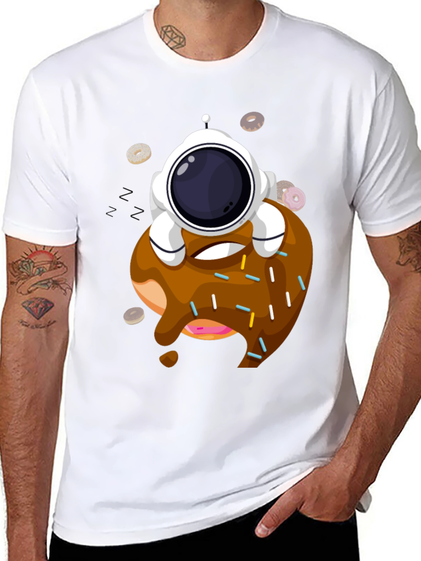 Astronaut Donut T-Shirt - Black Cotton Tee