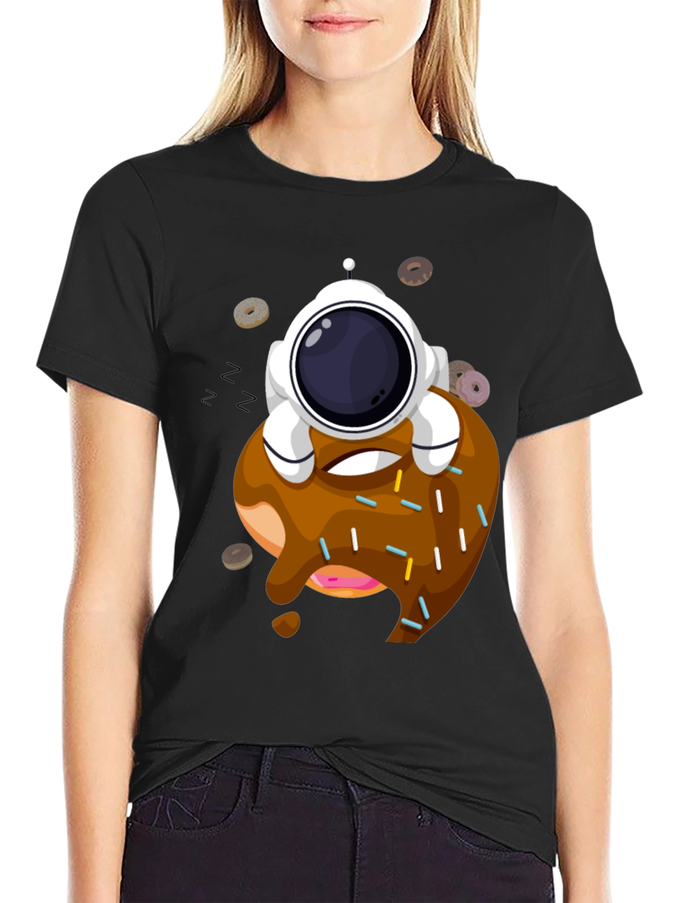 Astronaut Donut T-Shirt - Black Cotton Tee