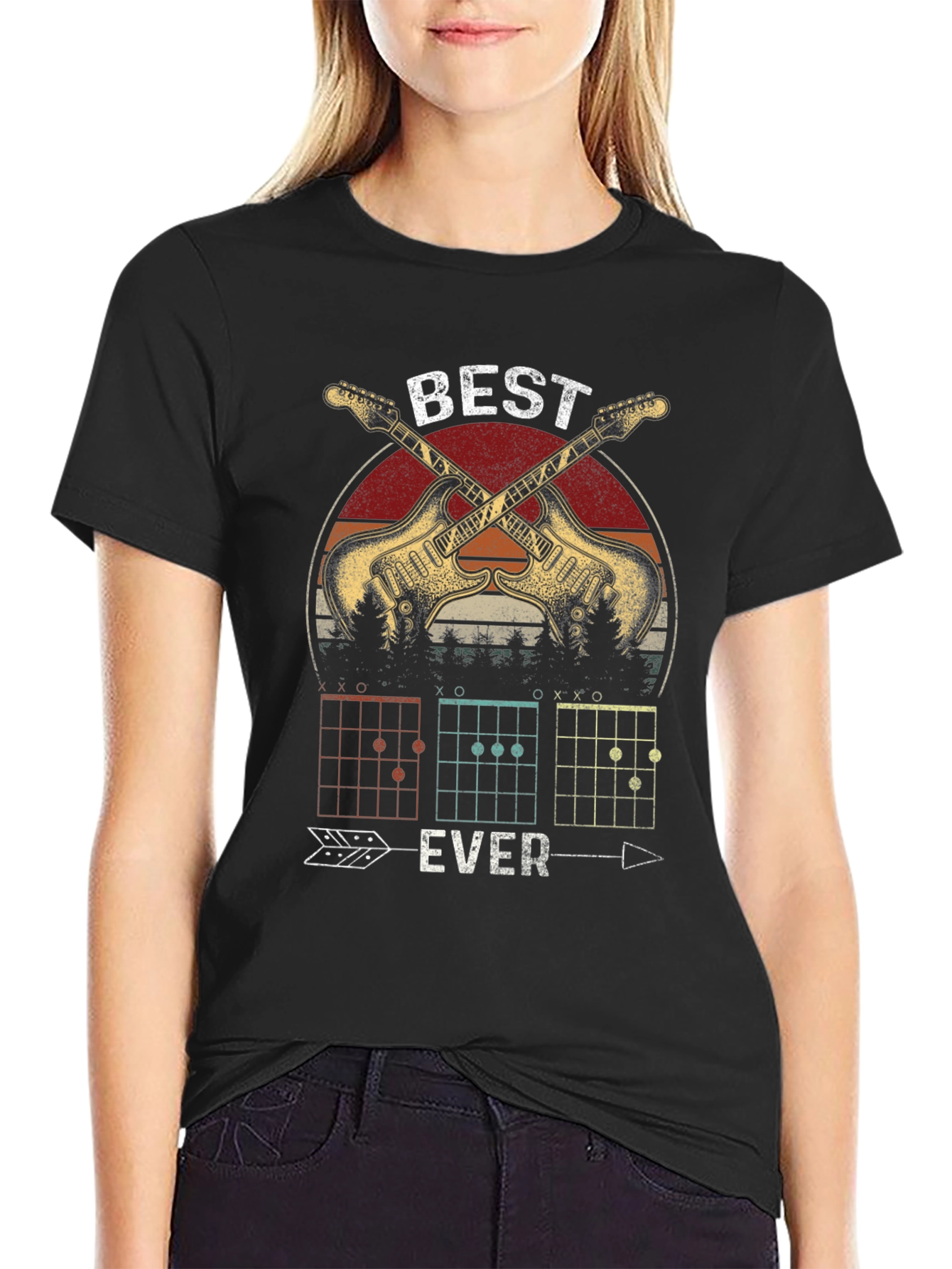 Best Ever Guitarist Black Graphic T-Shirt