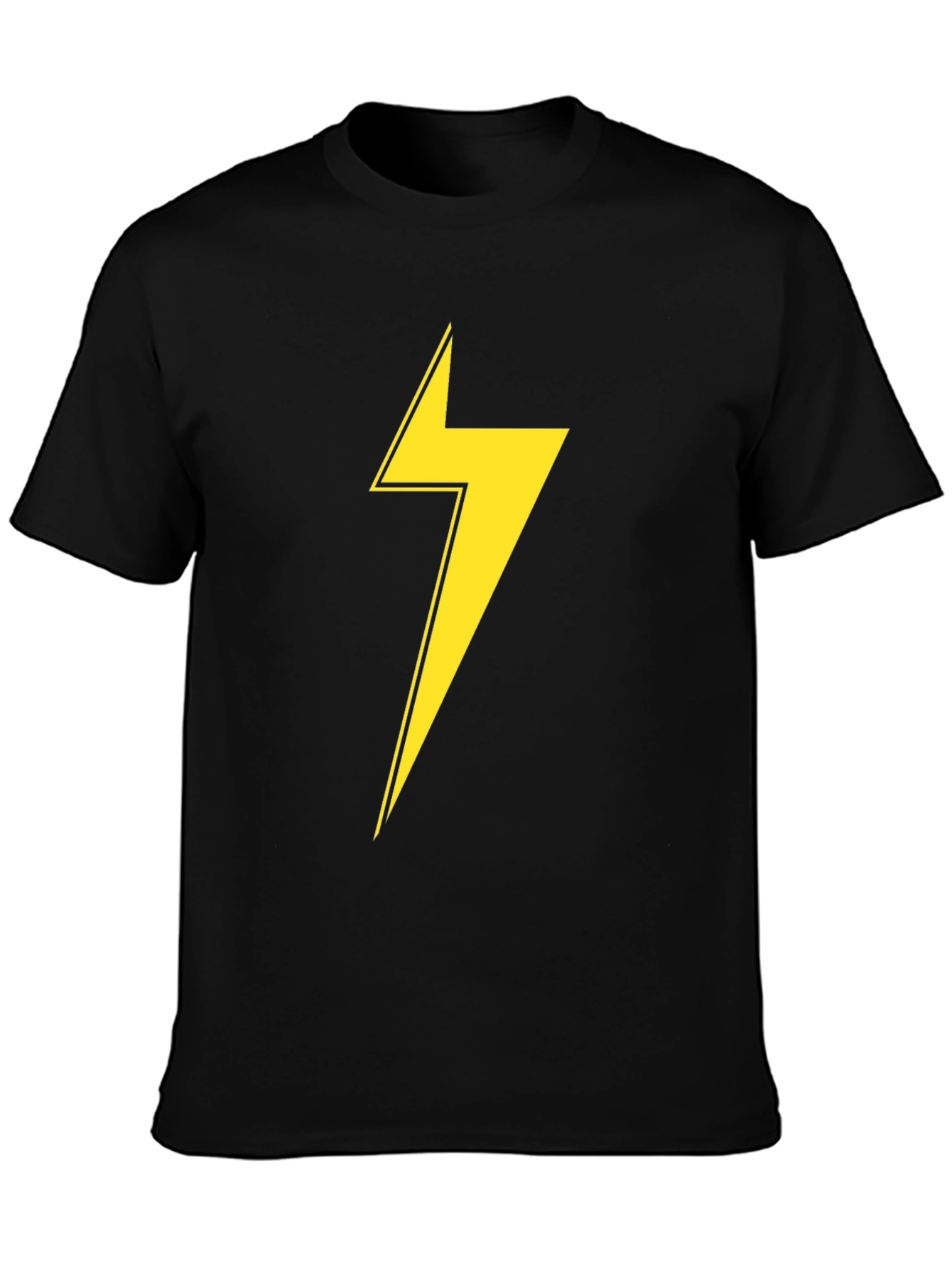 Black T-Shirt with Yellow Lightning Bolt Graphic