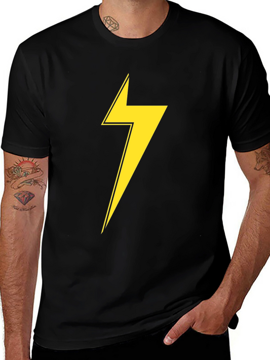 Black T-Shirt with Yellow Lightning Bolt Graphic