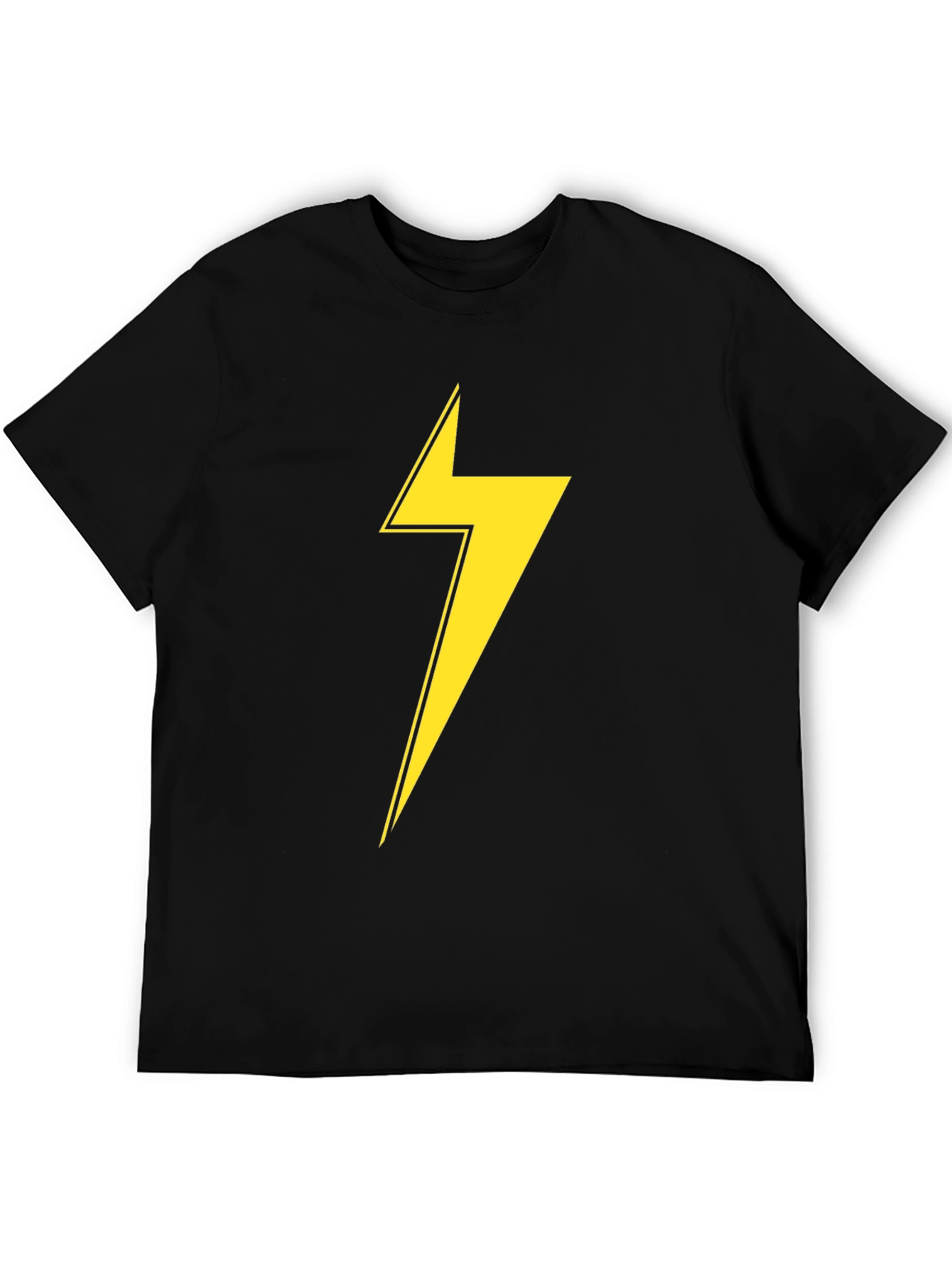 Black T-Shirt with Yellow Lightning Bolt Graphic
