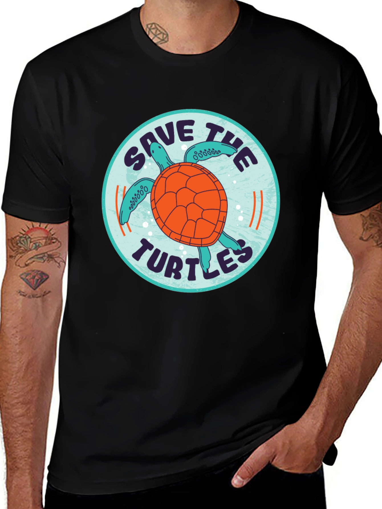 Save the Turtles Graphic Tee - Black