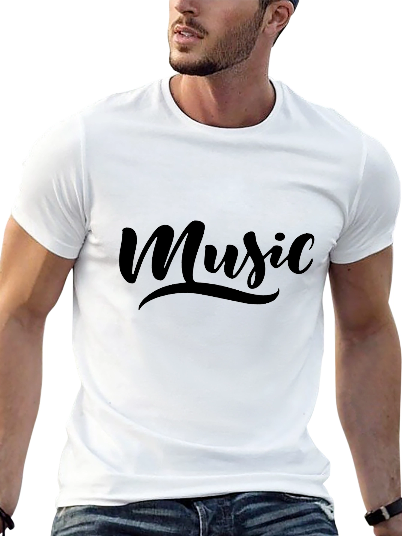 Music Graphic Print Black T-Shirt