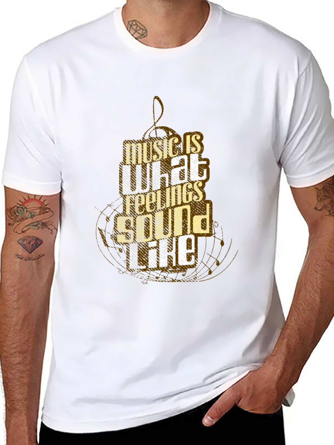 Music is What Feelings Sound Like Black T-Shirt