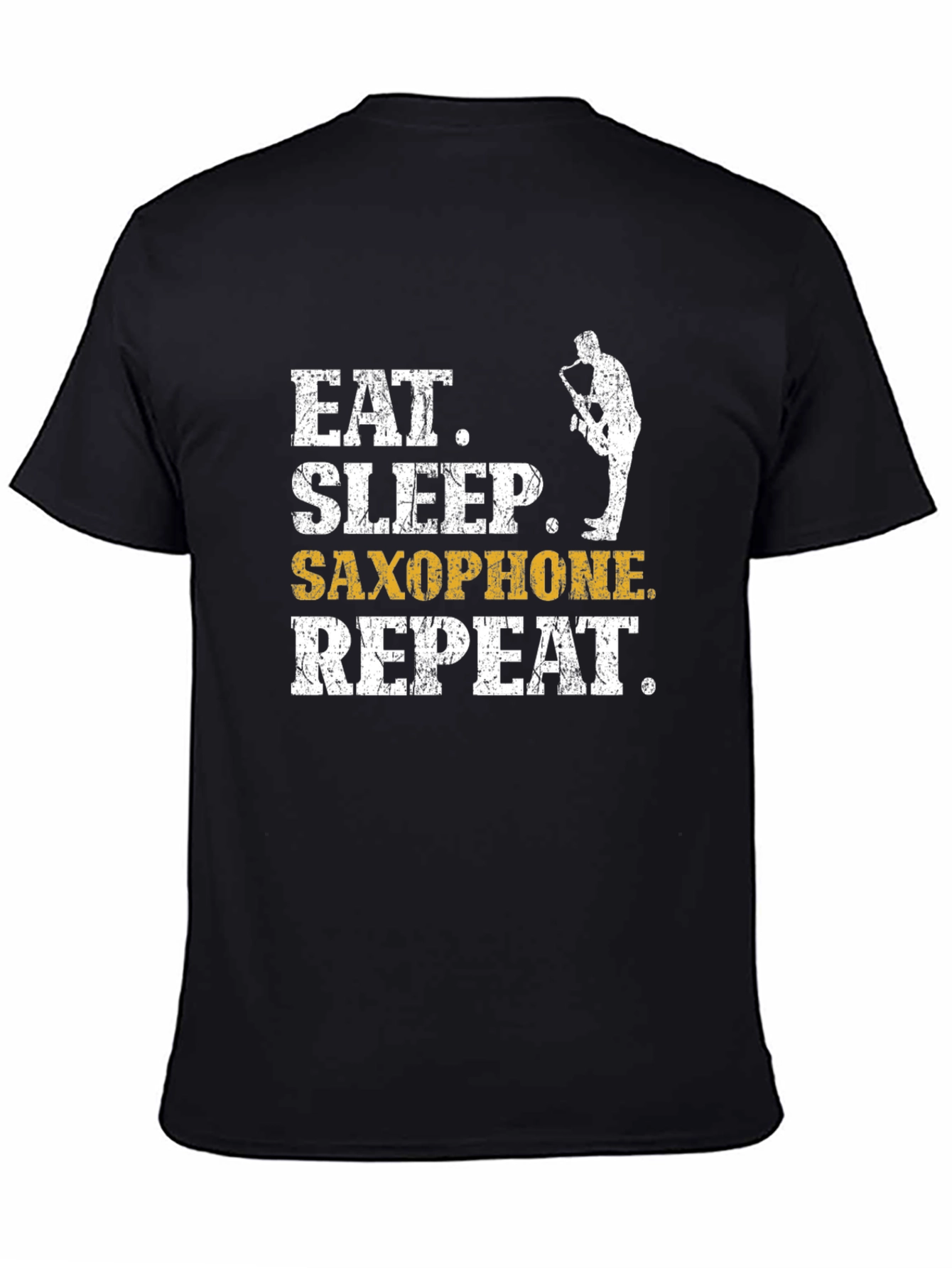 Eat Sleep Saxophone Repeat Black Graphic Tee