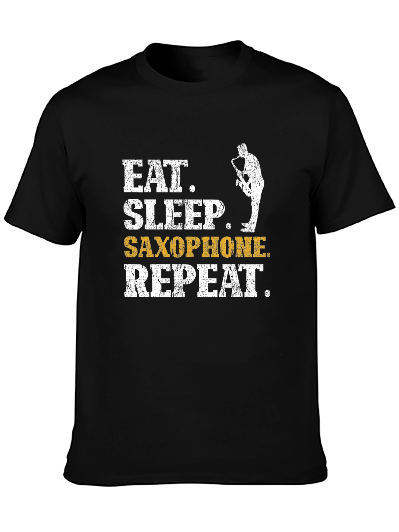 Eat Sleep Saxophone Repeat Black Graphic Tee