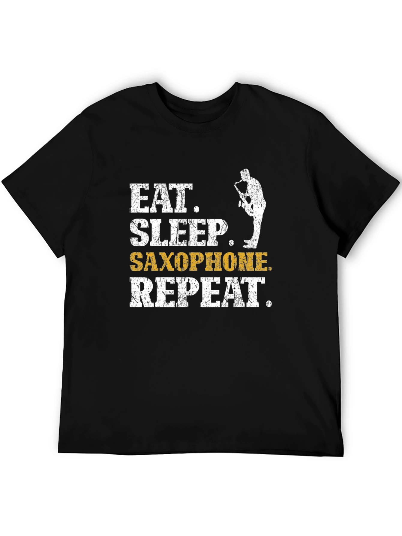 Eat Sleep Saxophone Repeat Black Graphic Tee