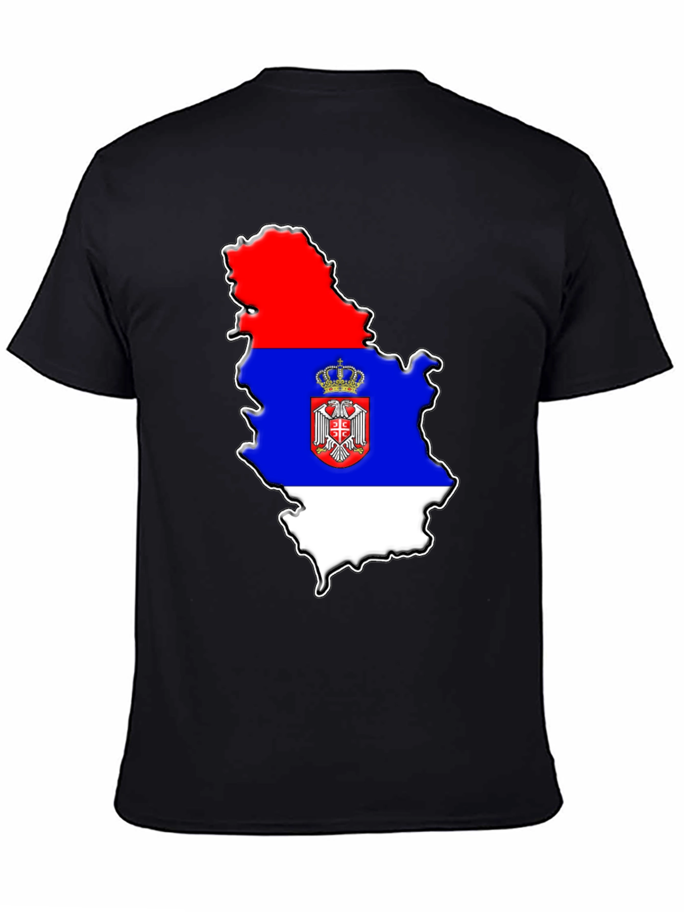 Serbia Flag Map Graphic Tee - Mens Black T-Shirt