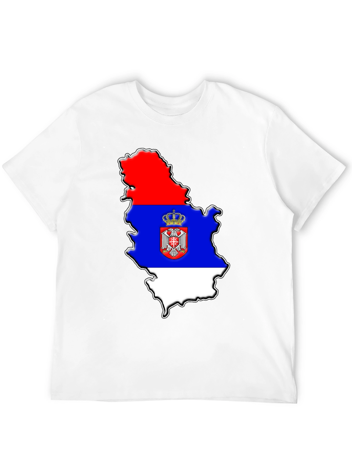 Serbia Flag Map Graphic Tee - Mens Black T-Shirt