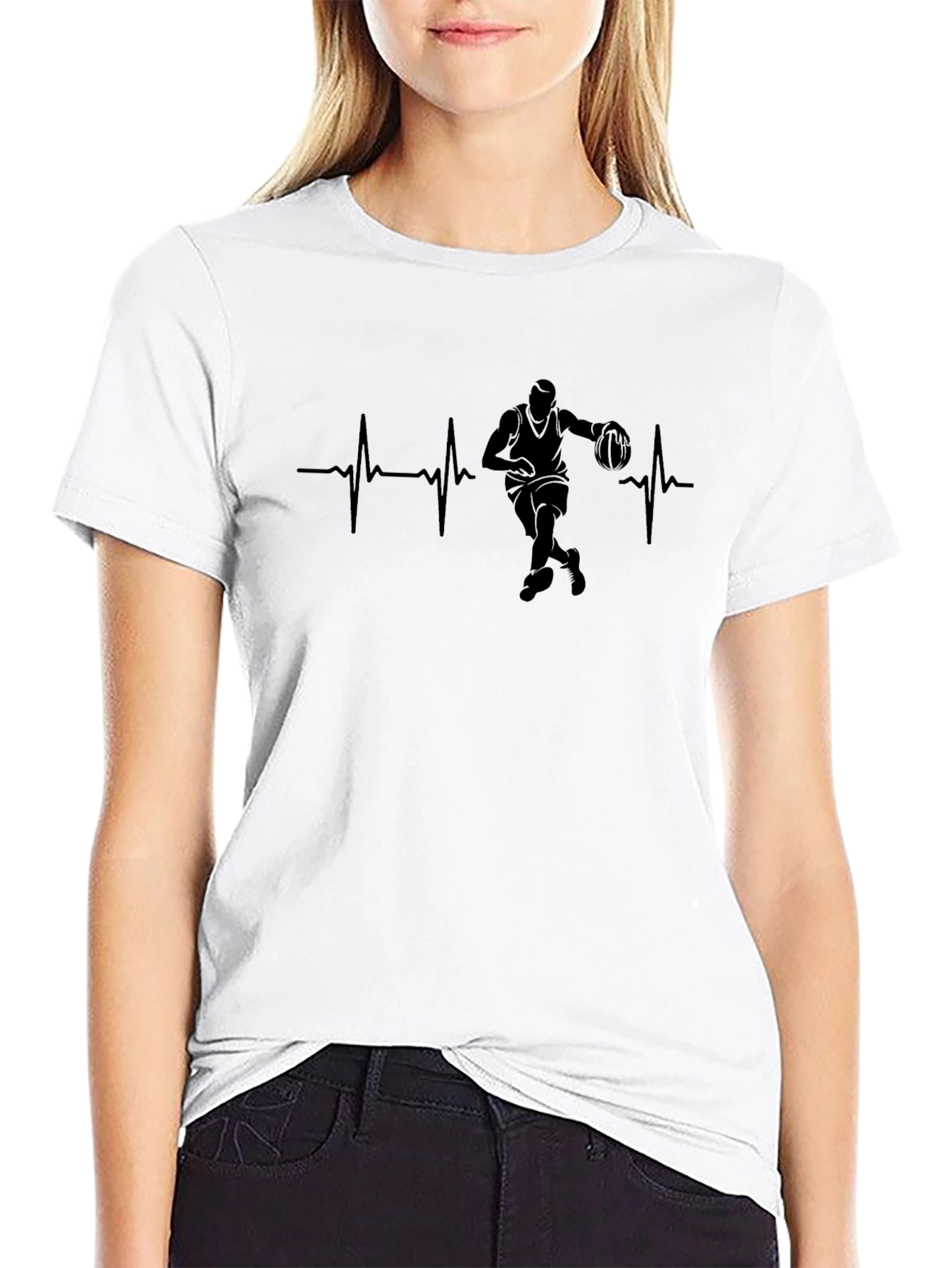 Basketball Heartbeat Graphic T-Shirt