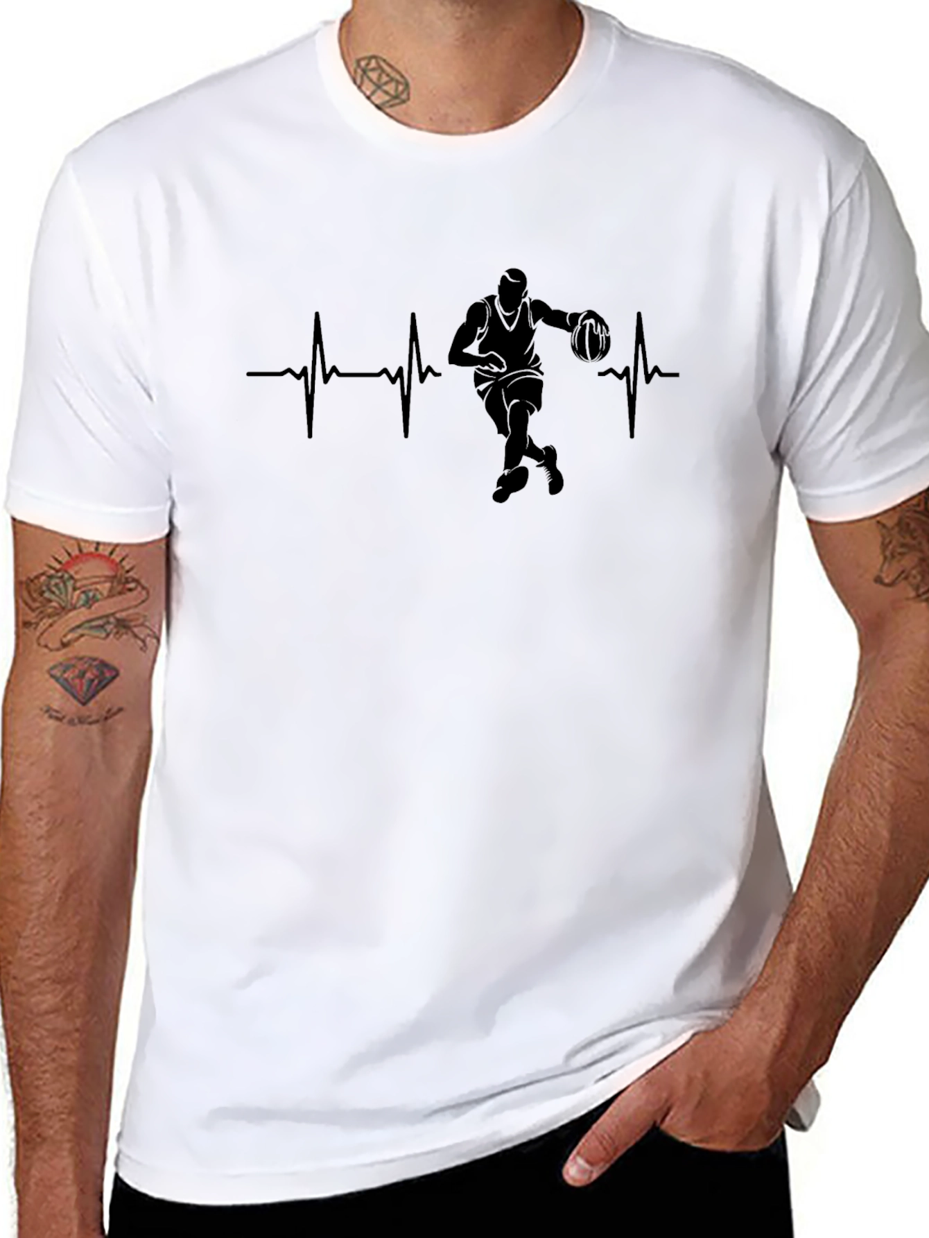 Basketball Heartbeat Graphic T-Shirt