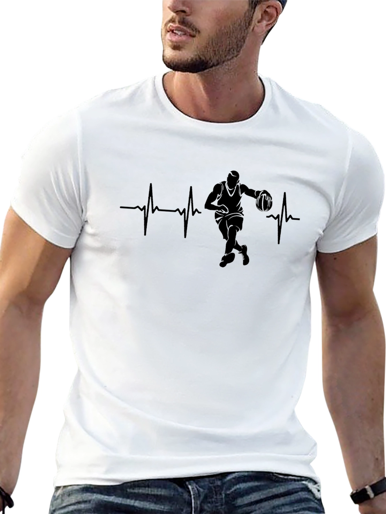 Basketball Heartbeat Graphic T-Shirt