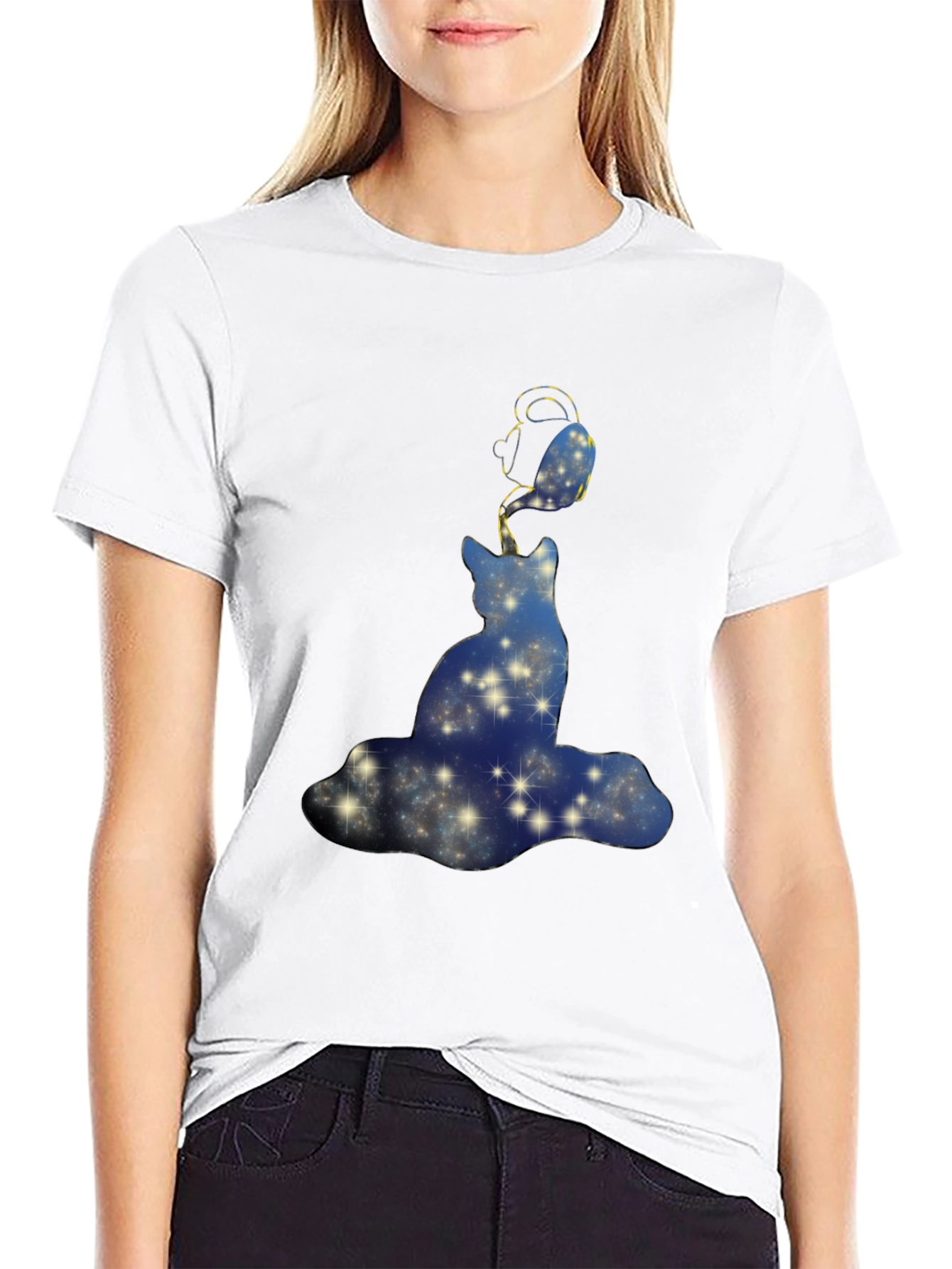 Cosmic Cat T-Shirt - Starry Night Design