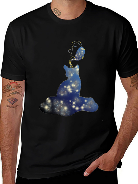 Cosmic Cat T-Shirt - Starry Night Design