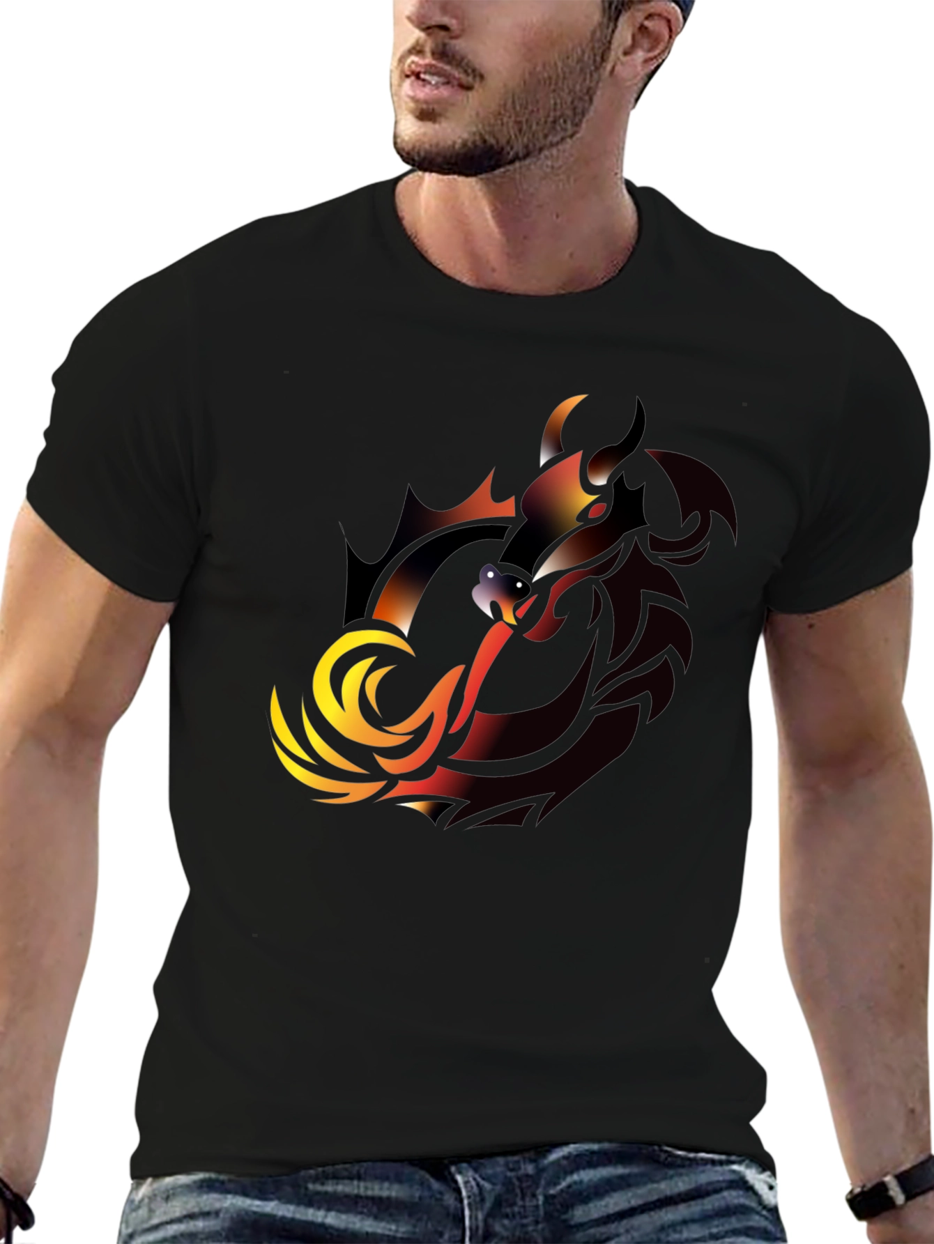 Dragon Graphic T-Shirt - Black Bold Design