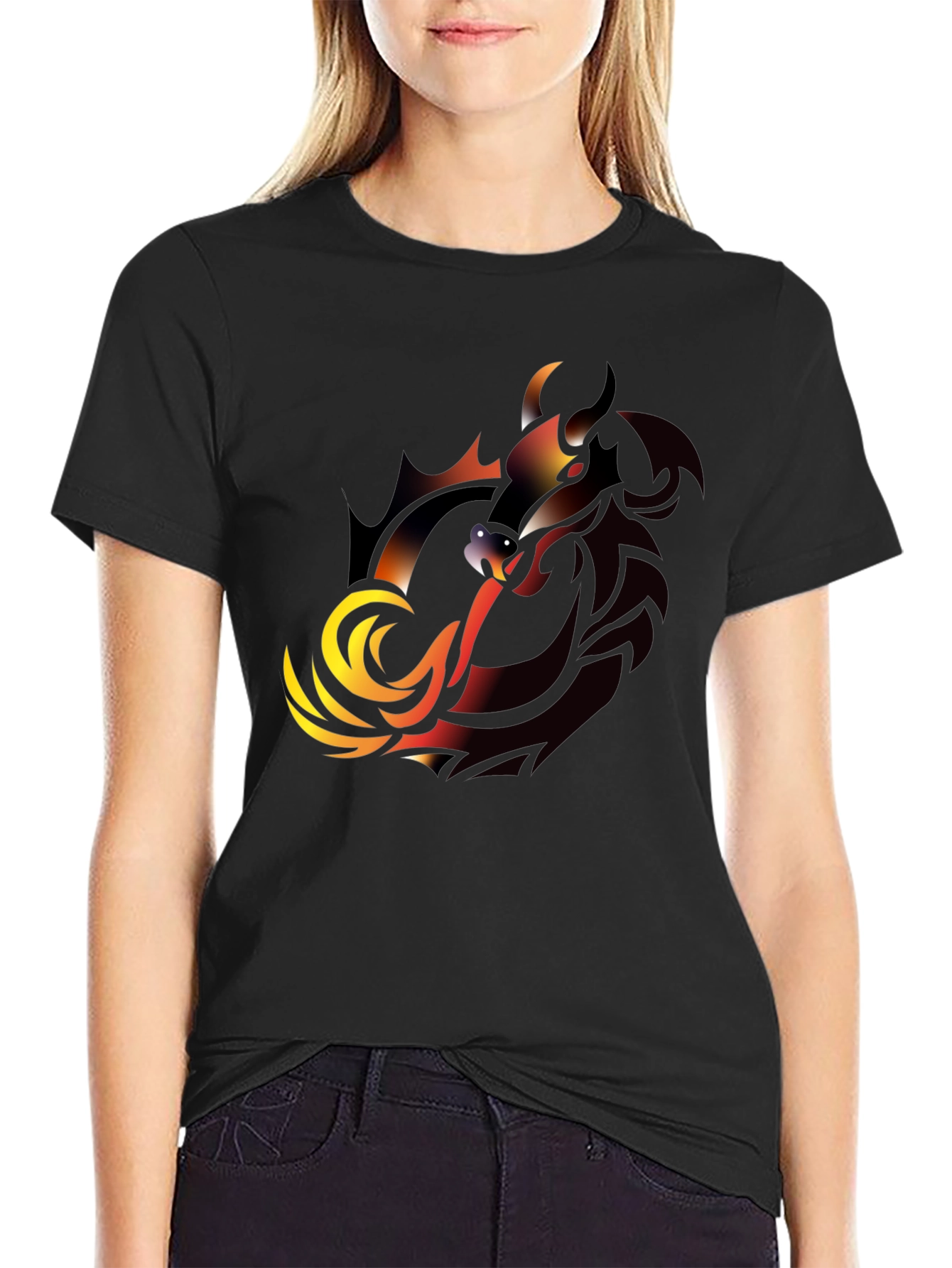 Dragon Graphic T-Shirt - Black Bold Design