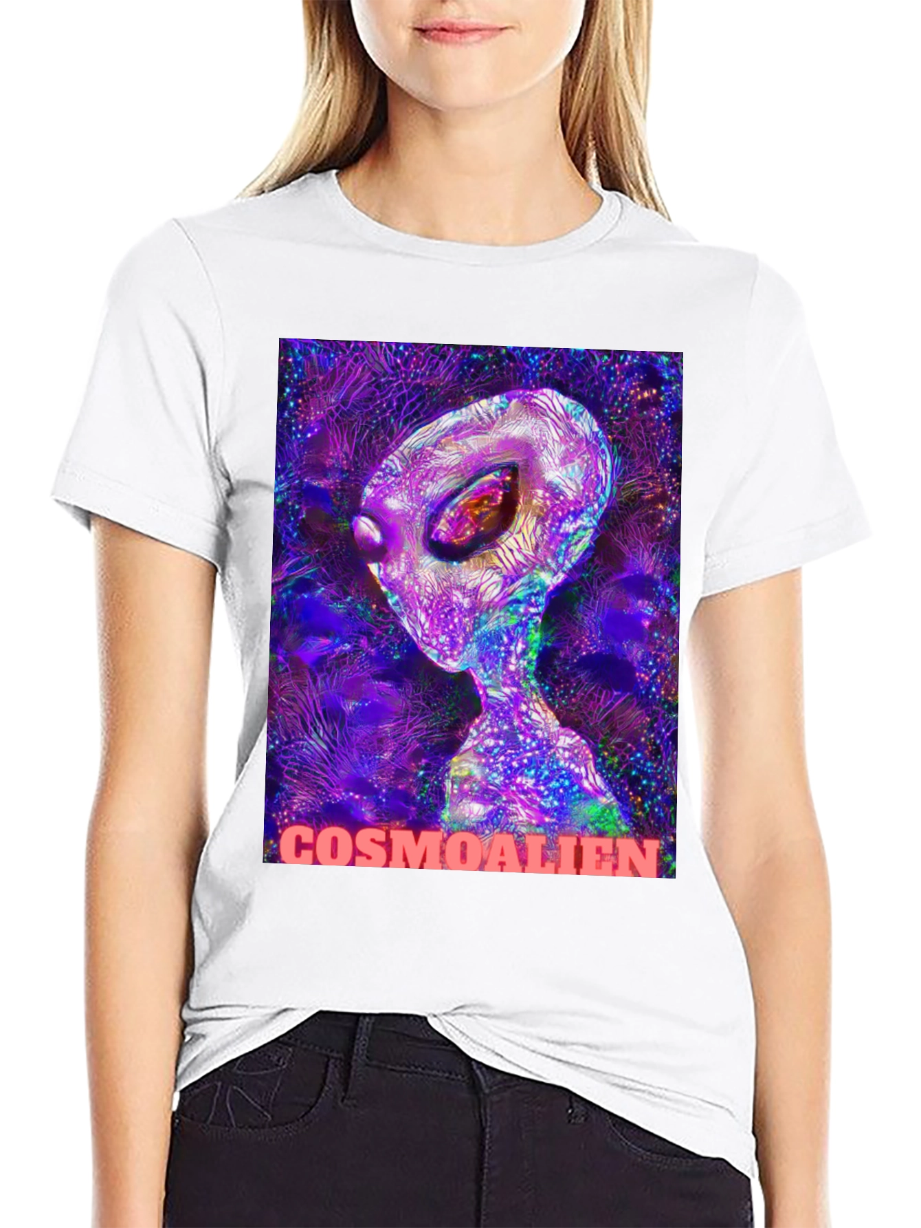 Cosmoalien Graphic T-Shirt - Black Crew Neck Tee