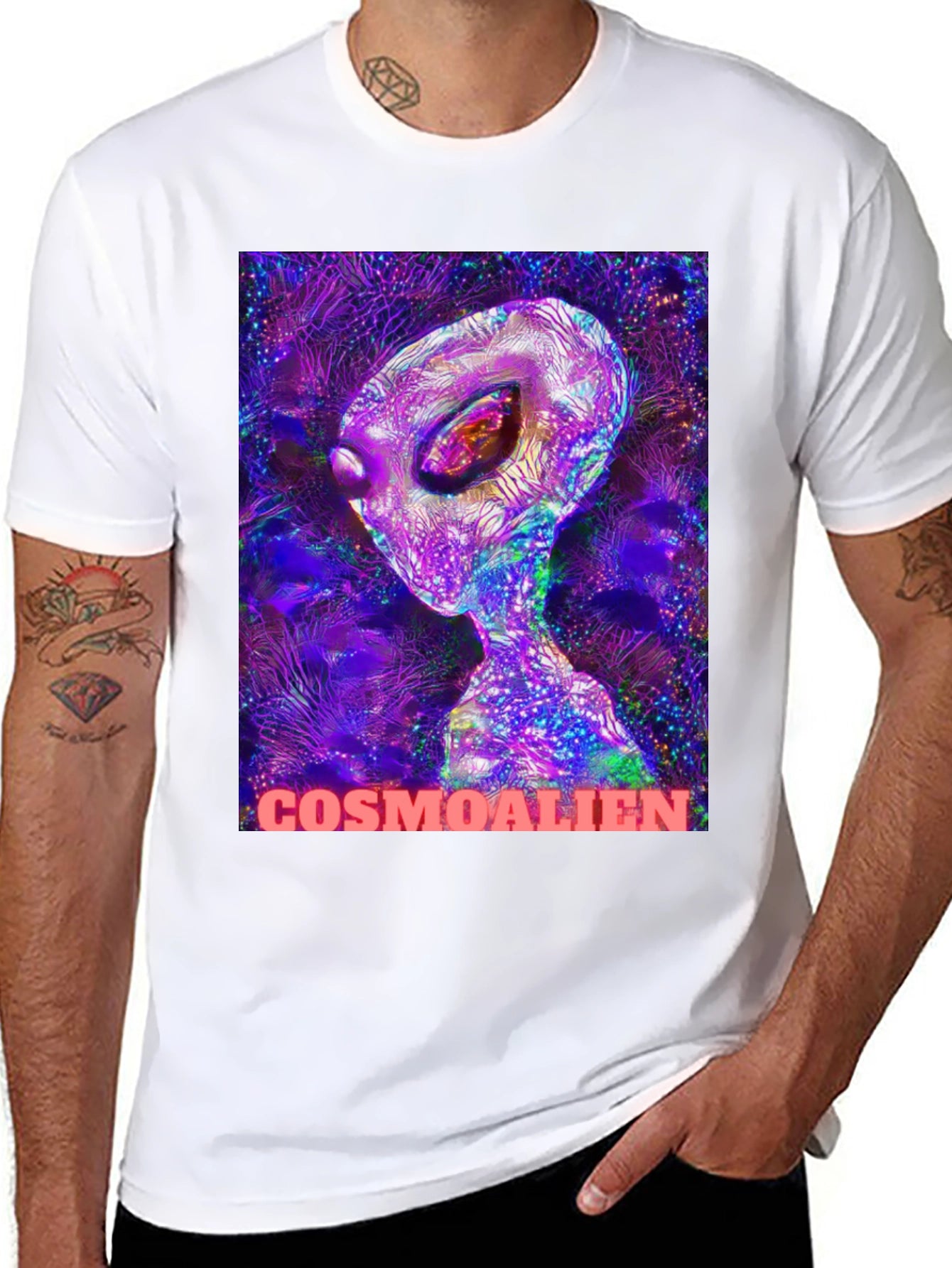 Cosmoalien Graphic T-Shirt - Black Crew Neck Tee