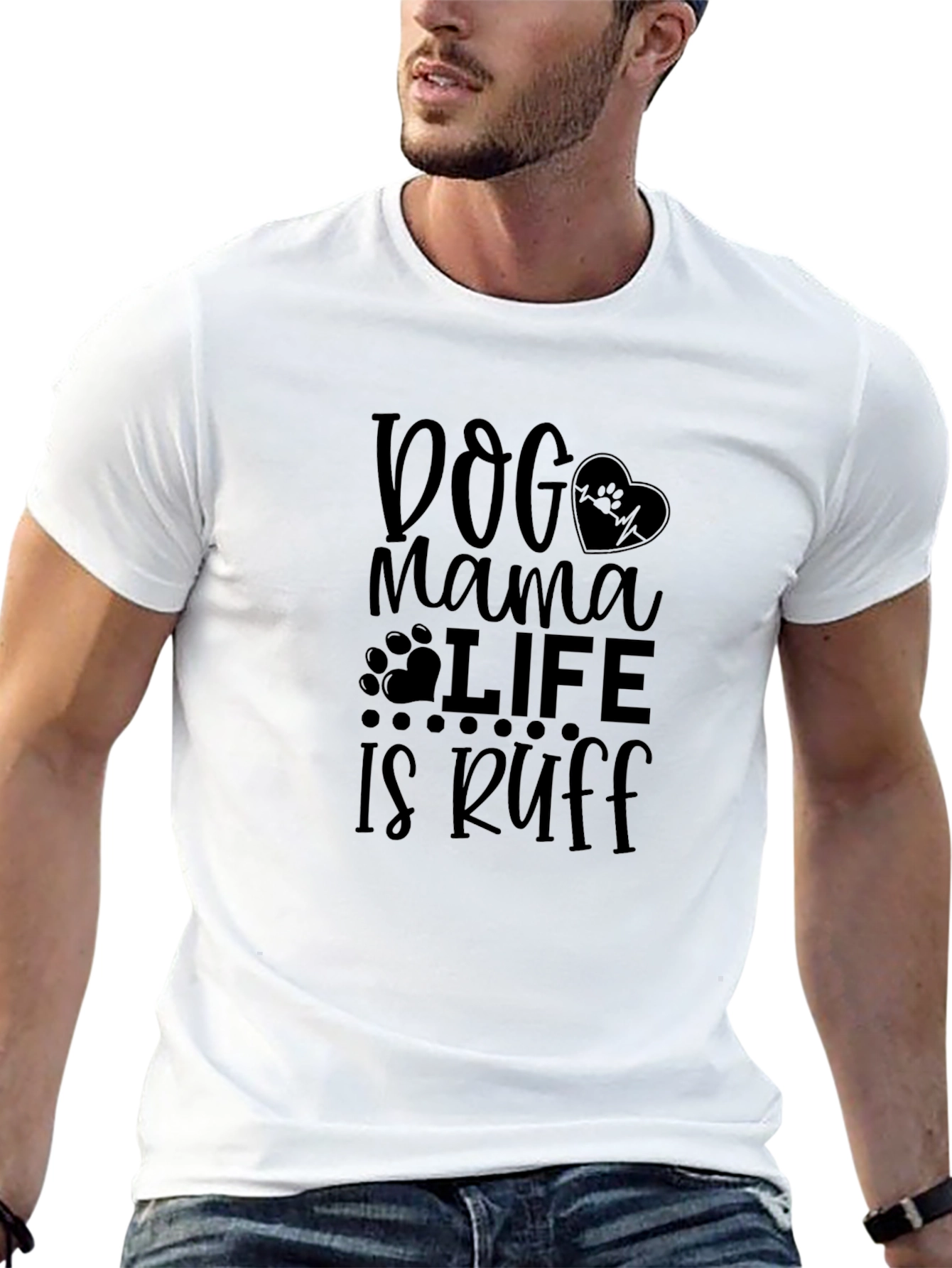 Dog Mama Life is Ruff Black Graphic T-Shirt