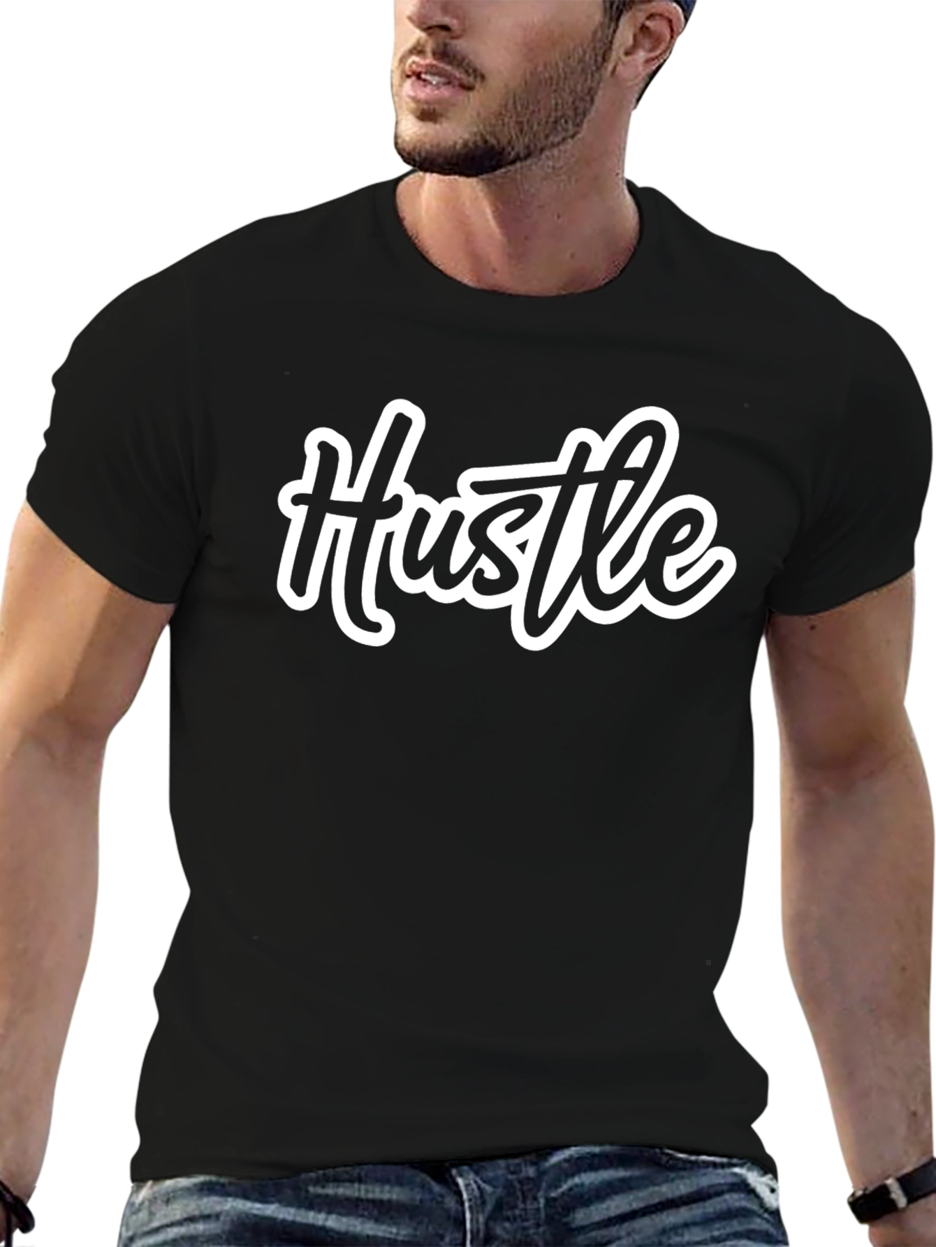 Mens Black Hustle Graphic T-Shirt