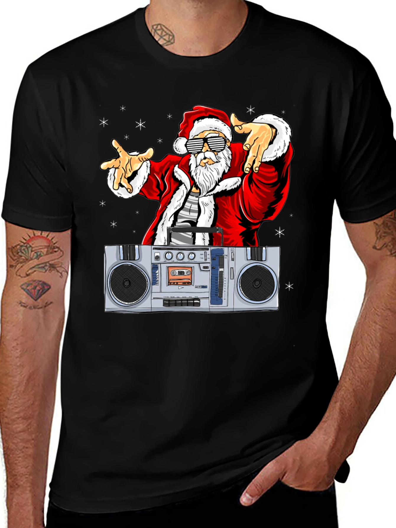 Cool Santa Boombox Graphic Tee