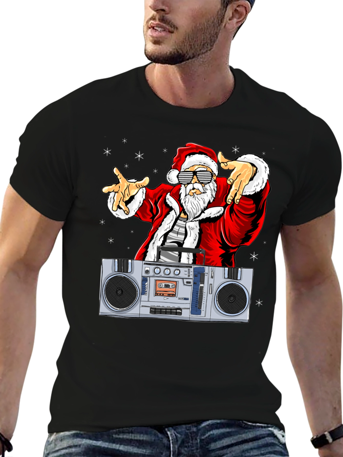 Cool Santa Boombox Graphic Tee