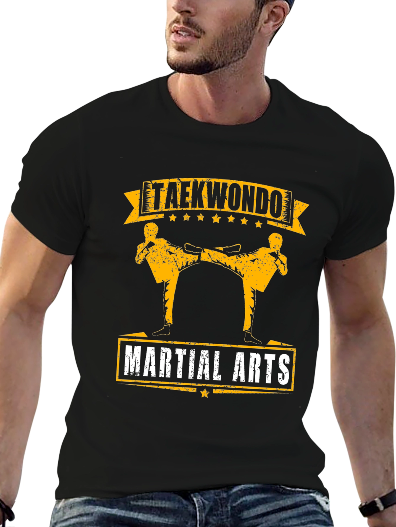 Taekwondo Martial Arts Graphic Tee - Black Cotton