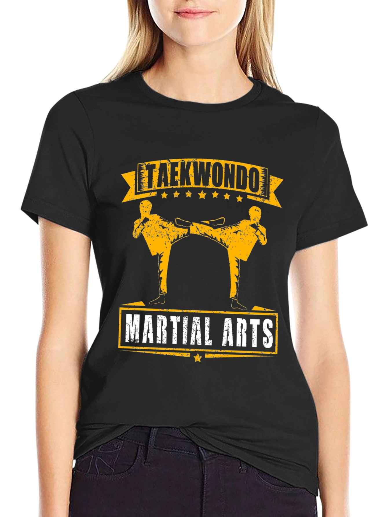 Taekwondo Martial Arts Graphic Tee - Black Cotton
