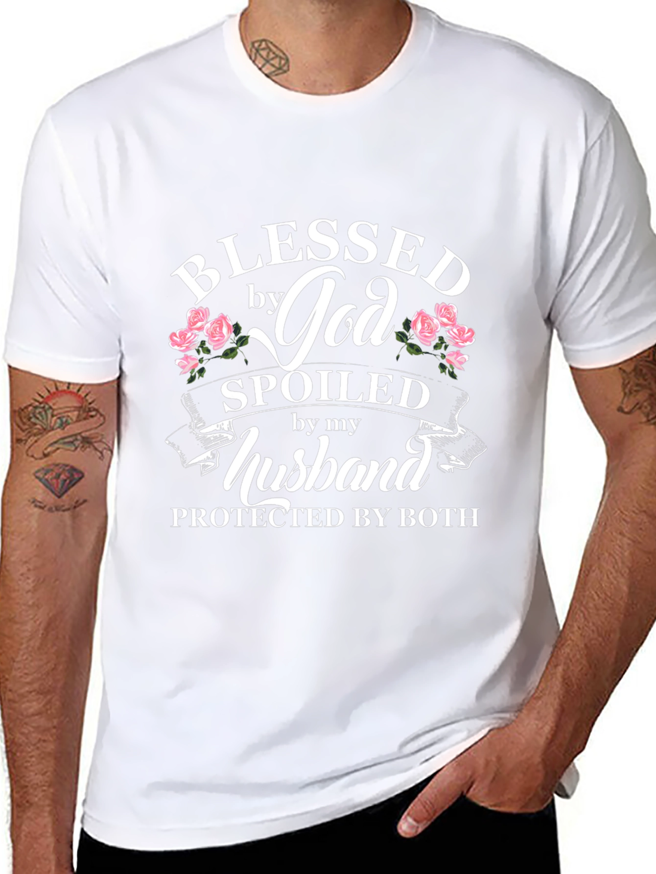 Blessed By God Spoiled By My Husband Black T-Shirt