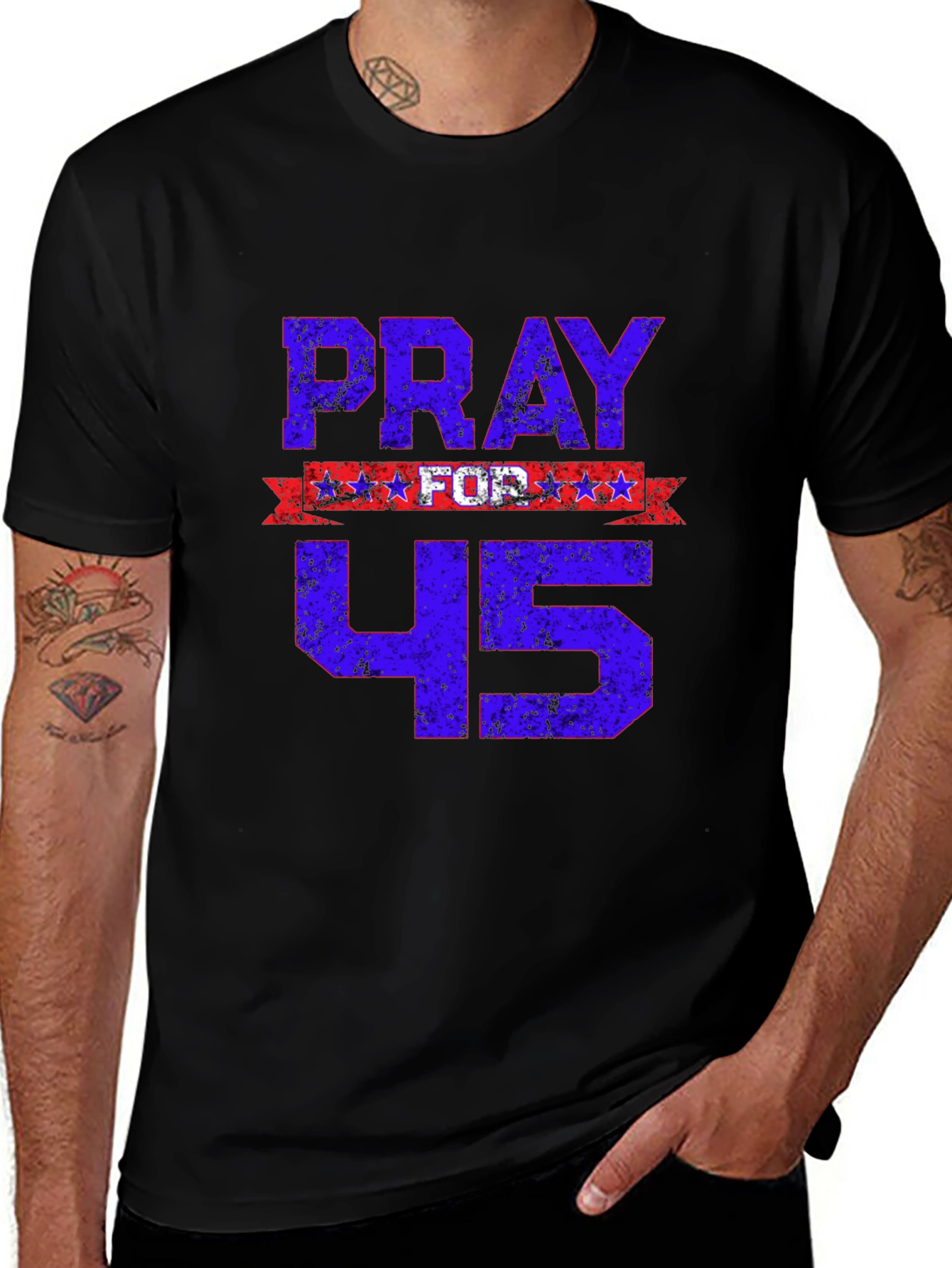 Pray For 45 T-Shirt - Patriotic Graphic Tee