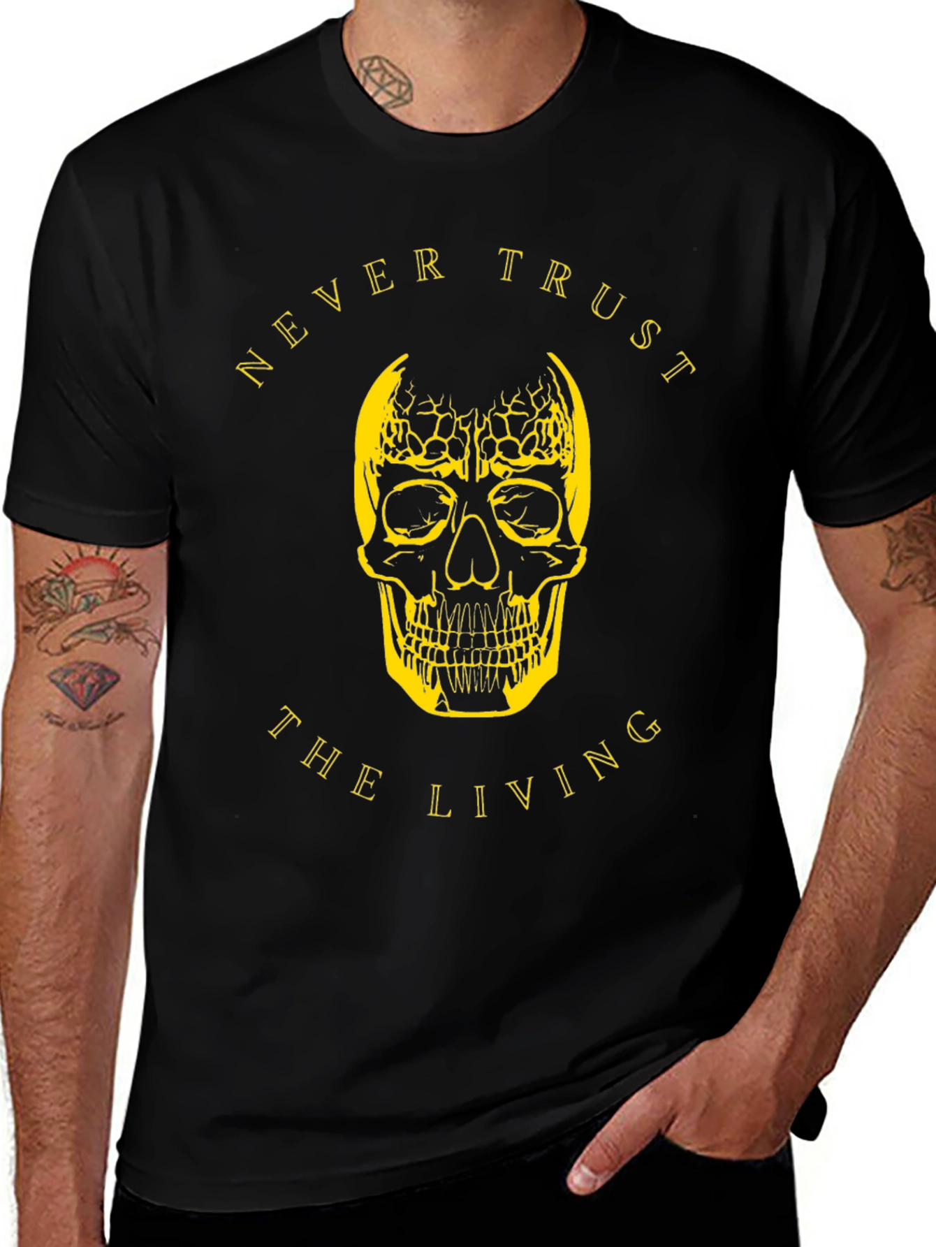 Never Trust Skull Graphic T-Shirt - Black
