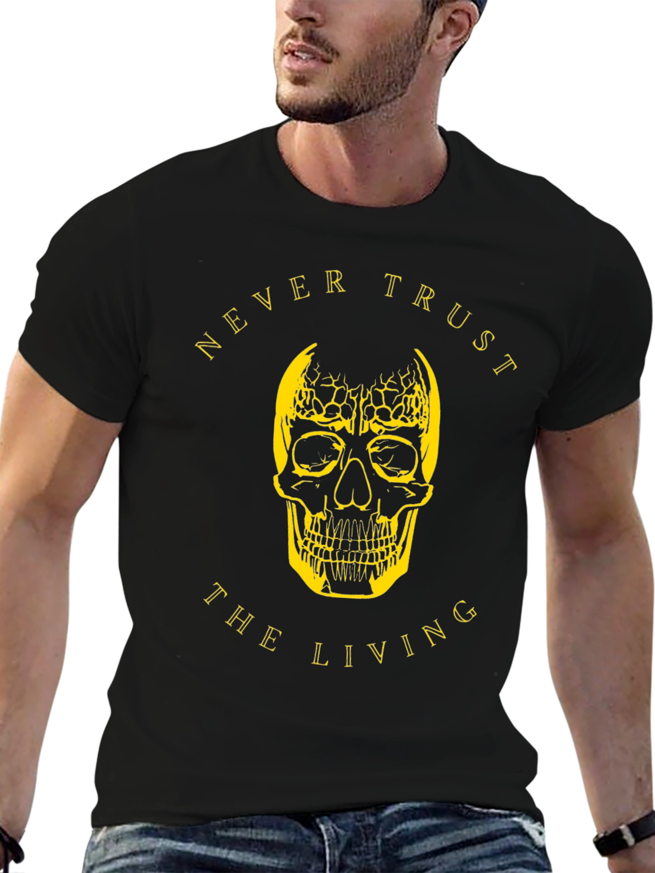 Never Trust Skull Graphic T-Shirt - Black