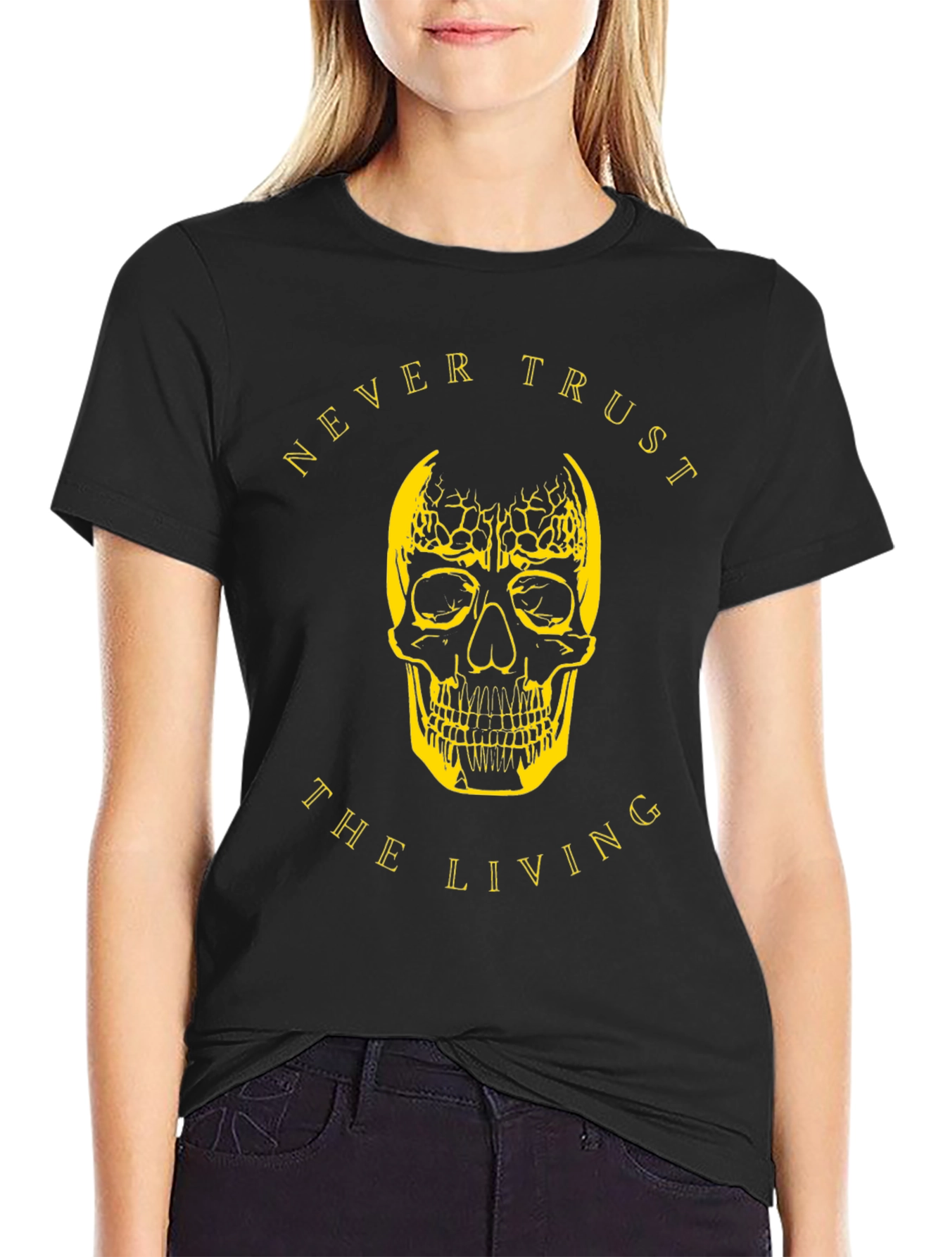 Never Trust Skull Graphic T-Shirt - Black
