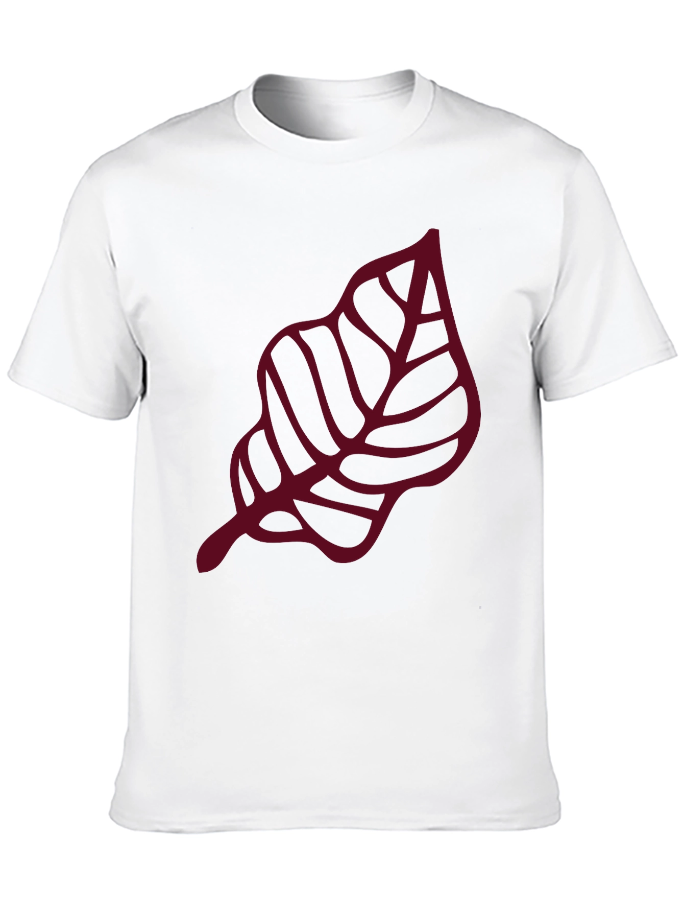 Maroon Leaf Graphic Black T-Shirt