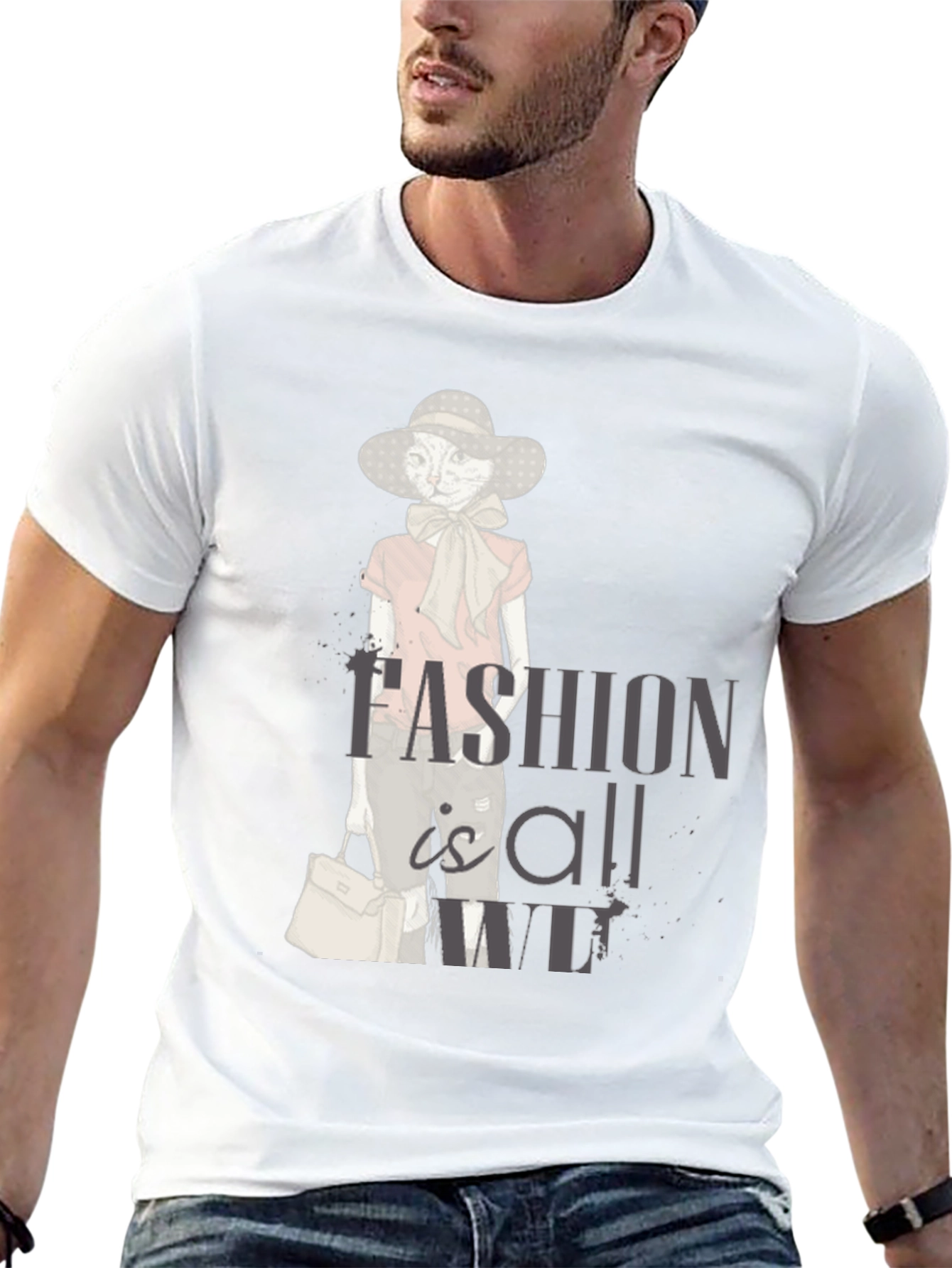 Stylish Cat Fashion T-Shirt - Unisex Cotton Tee