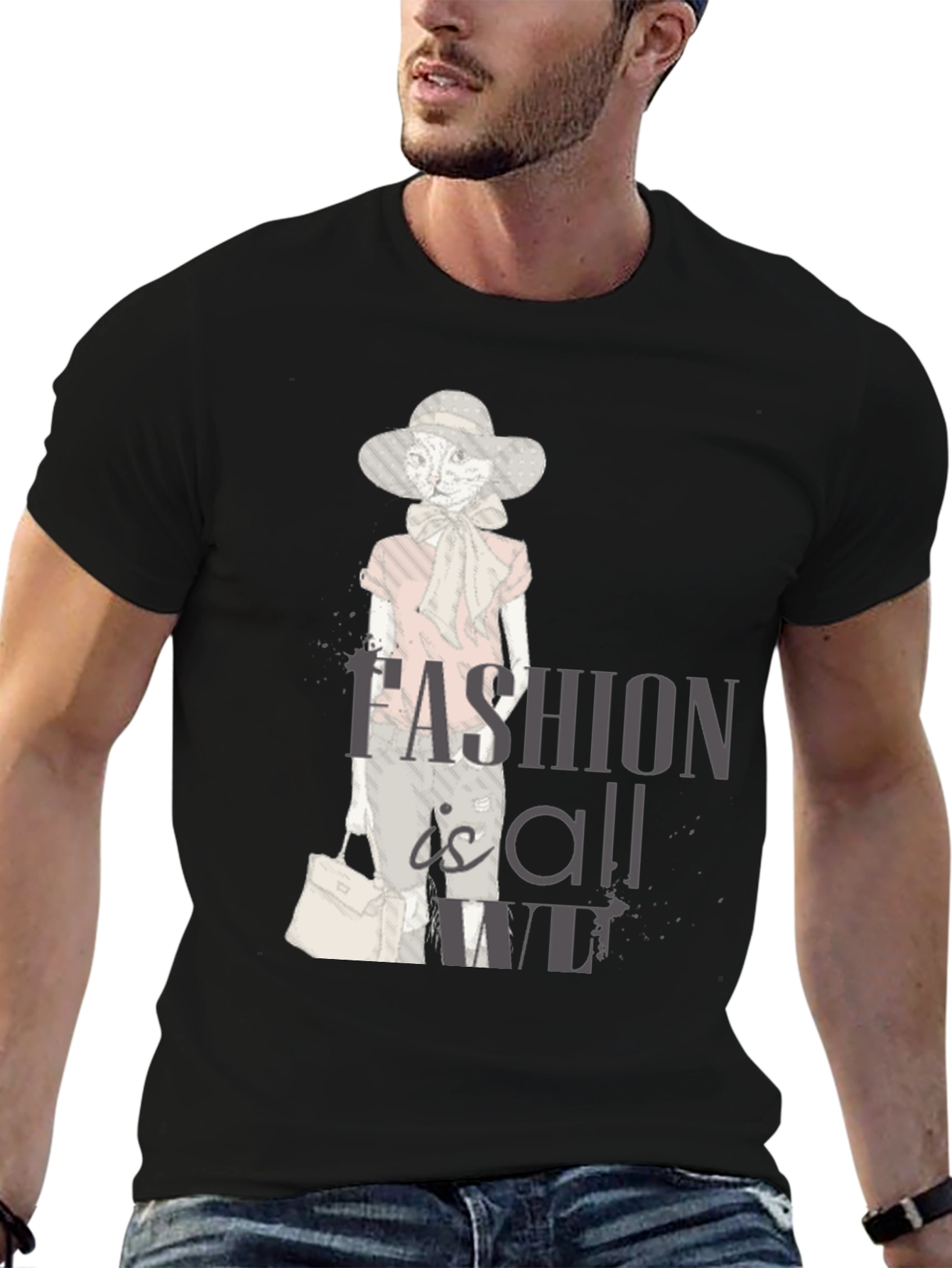 Stylish Cat Fashion T-Shirt - Unisex Cotton Tee