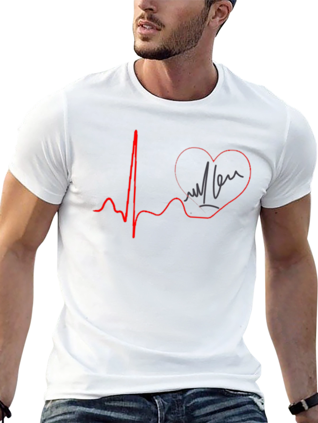 Heartbeat Love Graphic T-Shirt - Black